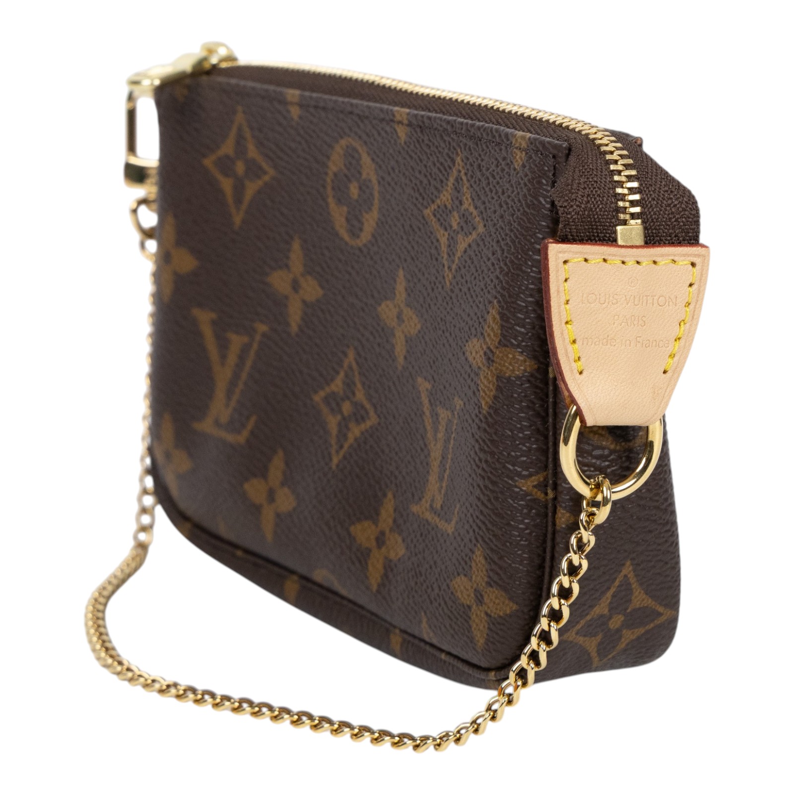 路易威登 LOUIS VUITTON Monogram塗層帆布 鏈帶 迷你小皮包 M58009 原花金鍊小POUCH 原廠盒子/防塵袋