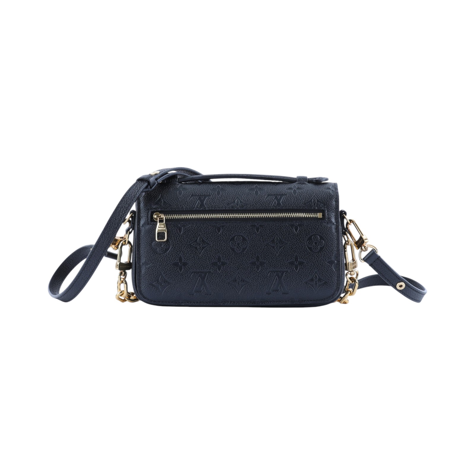 路易威登 LOUIS VUITTON Pochette Métis East West 鏈條 郵差包 腋下單肩包 黑色 M46595 晶片款  背帶x2