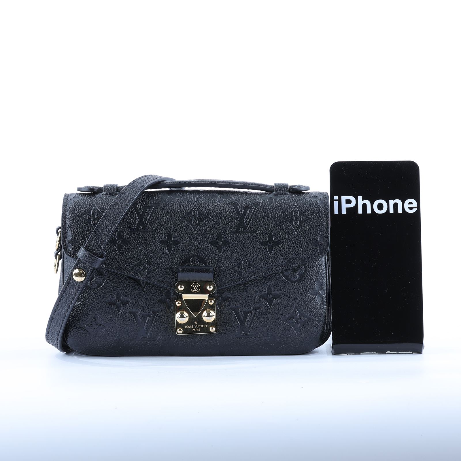 路易威登 LOUIS VUITTON Pochette Métis East West 鏈條 郵差包 腋下單肩包 黑色 M46595 晶片款  背帶x2
