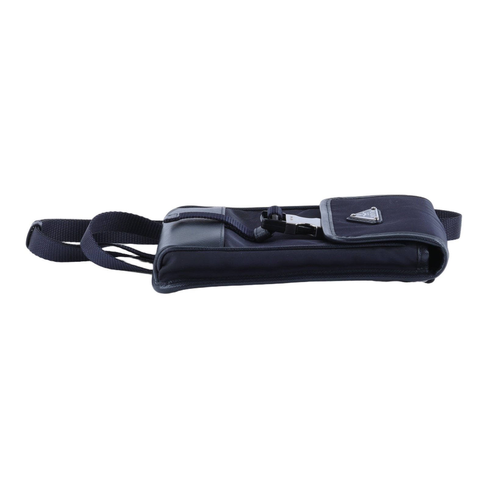 普拉達 PRADA Re-Nylon Saffiano 皮革 智慧型手機 保護套 2ZH109_2DMH 深藍尼龍手機包 背帶/防塵袋/原廠盒子/保證卡