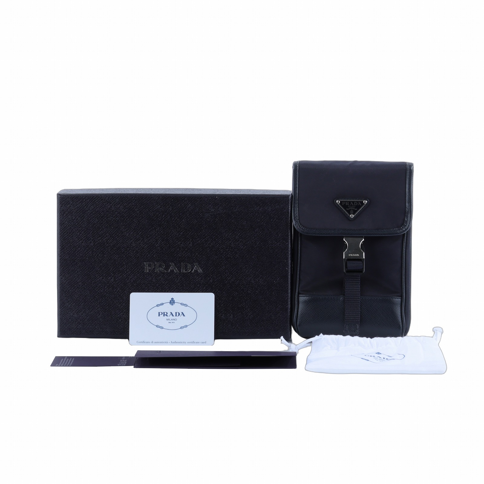 普拉達 PRADA Re-Nylon Saffiano 皮革 智慧型手機 保護套 2ZH109_2DMH 深藍尼龍手機包 背帶/防塵袋/原廠盒子/保證卡