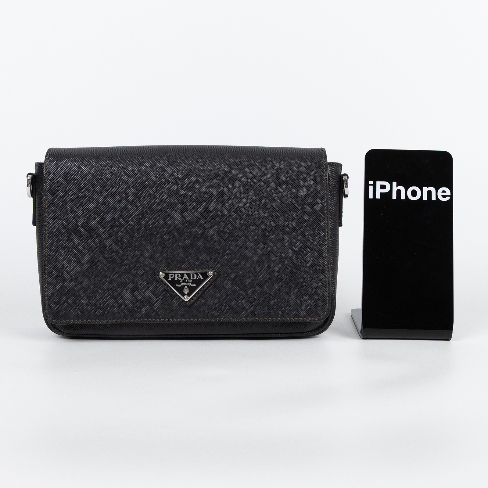 普拉達 PRADA SAFFIANO 肩背包 斜背包 2VD059_9Z2 黑PATTINA SAFFIANO皮革斜背包 保證卡/背帶/內袋
