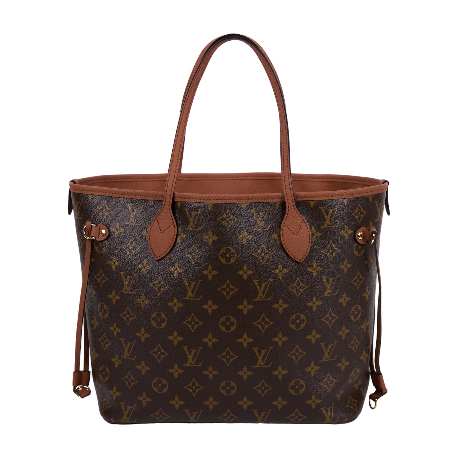 路易威登 LOUIS VUITTON Neverfull Inside Out MM 老花 牛皮 肩背包 雙面 棕褐色 M12061 晶片款  原廠盒子/防塵袋/購買證明影本/內袋