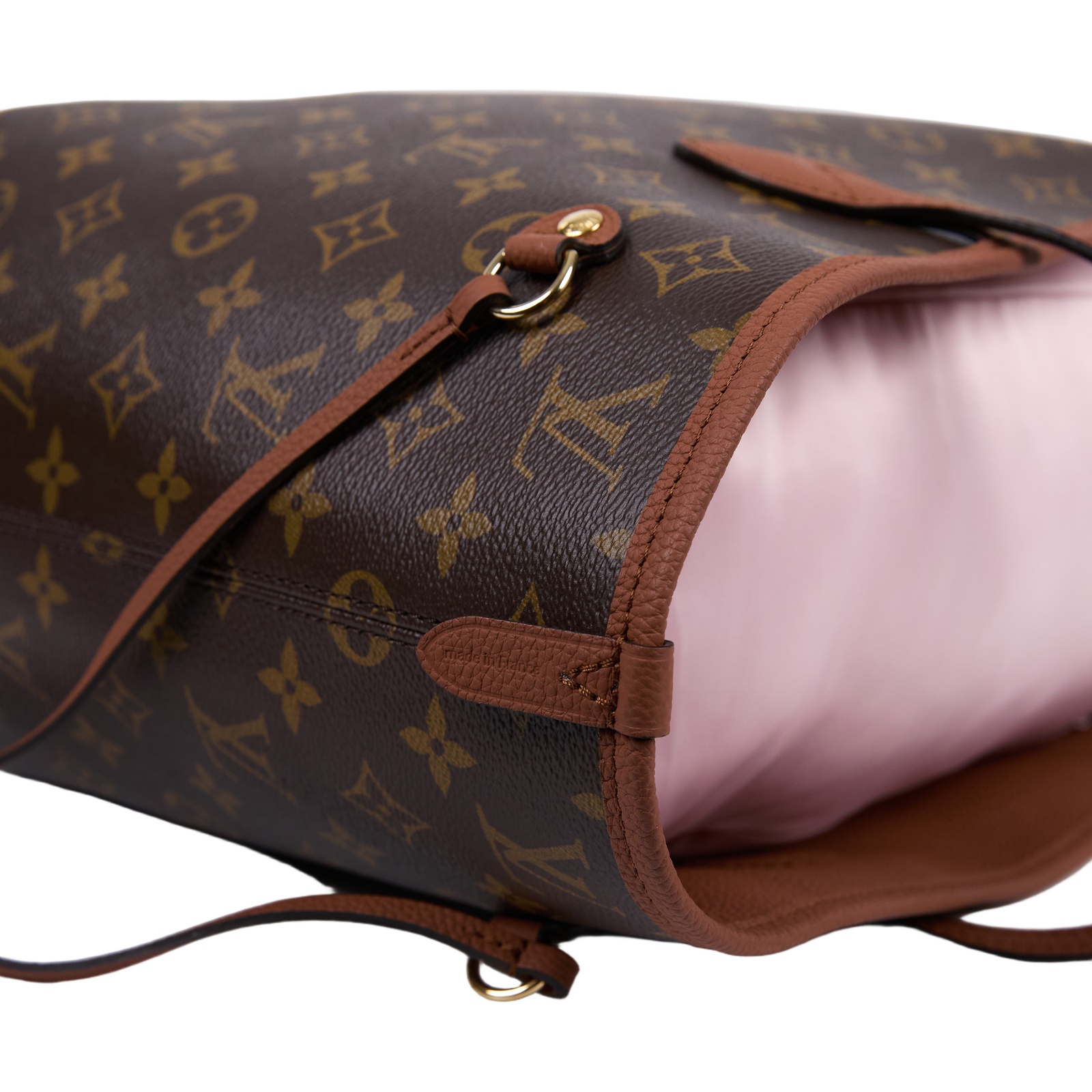 路易威登 LOUIS VUITTON Neverfull Inside Out MM 老花 牛皮 肩背包 雙面 棕褐色 M12061 晶片款  原廠盒子/防塵袋/購買證明影本/內袋