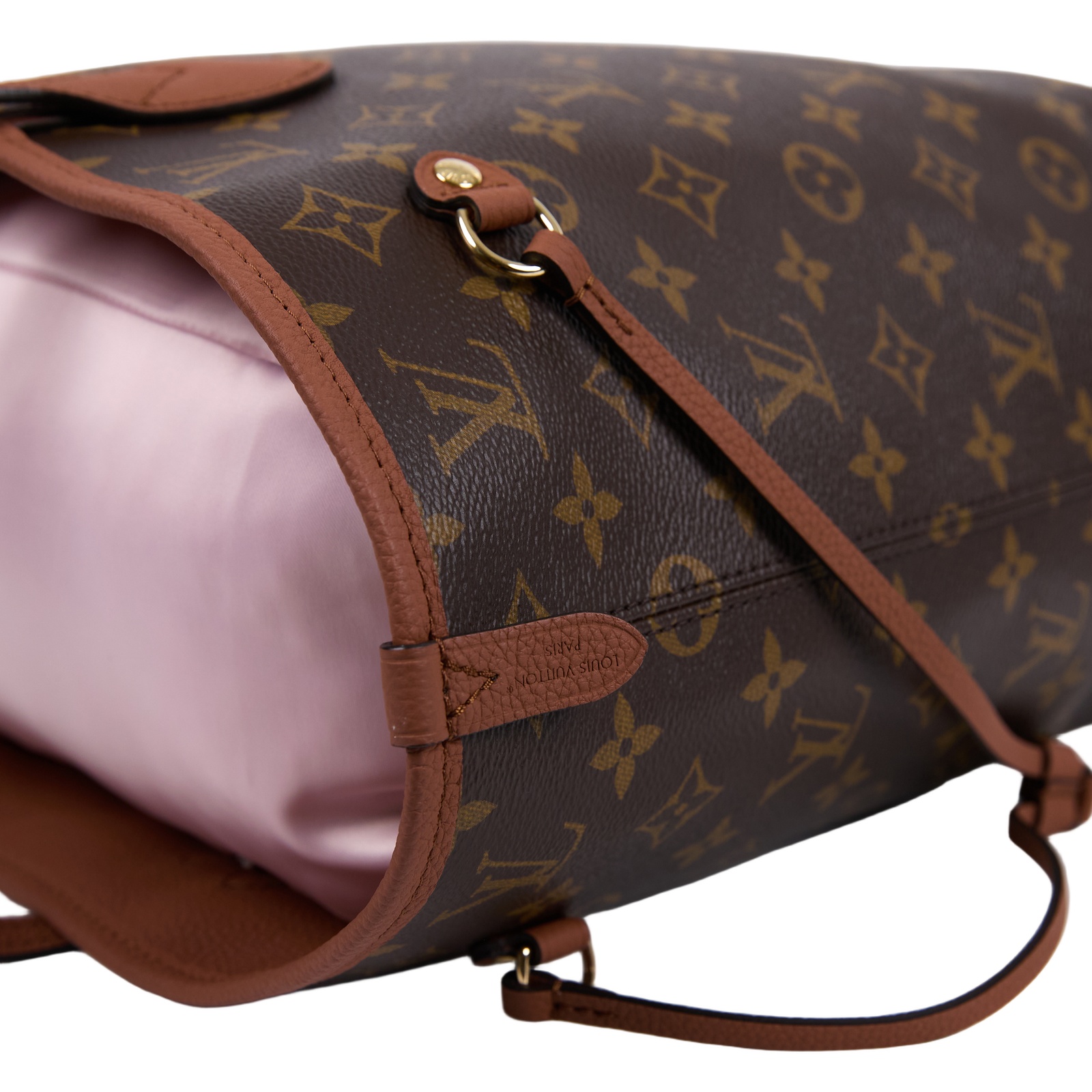 路易威登 LOUIS VUITTON Neverfull Inside Out MM 老花 牛皮 肩背包 雙面 棕褐色 M12061 晶片款  原廠盒子/防塵袋/購買證明影本/內袋
