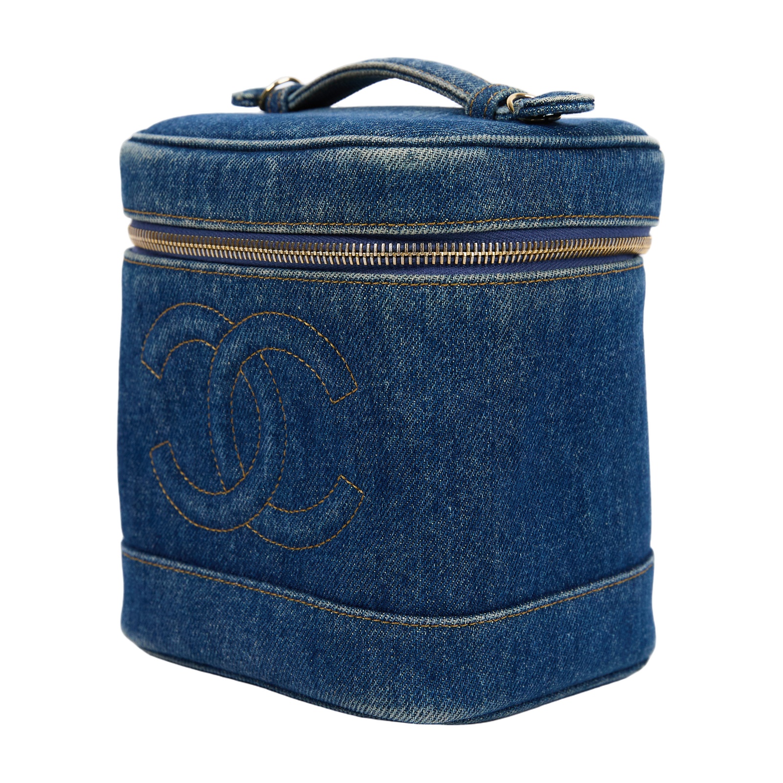 香奈兒 CHANEL Vanity Case 手提 化妝箱 A01998 4開丹寧牛仔VINTAGE VANITY CASE 原廠盒子/保證卡