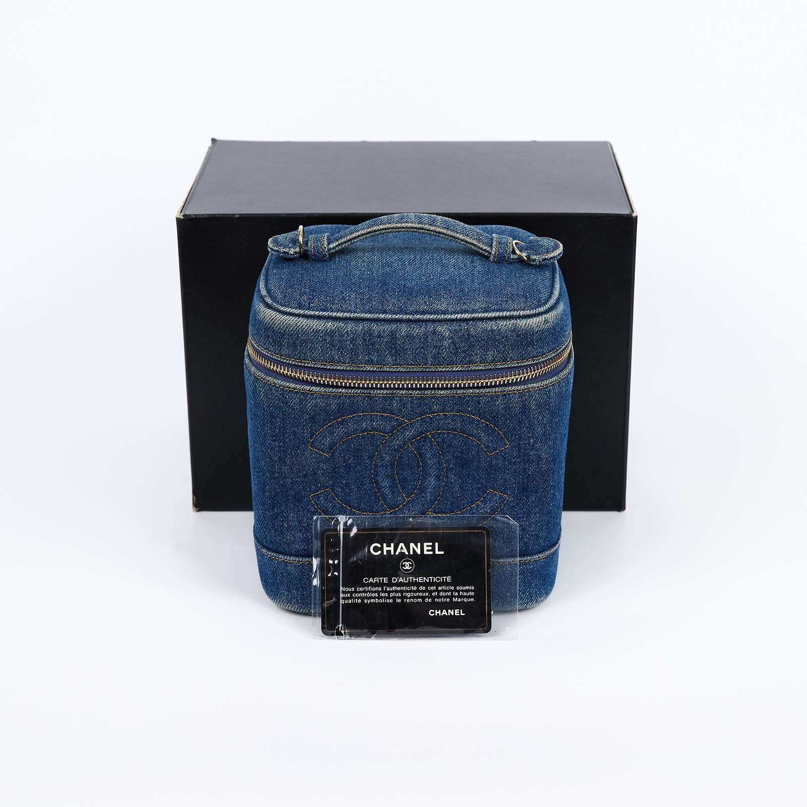 香奈兒 CHANEL Vanity Case 手提 化妝箱 A01998 4開丹寧牛仔VINTAGE VANITY CASE 原廠盒子/保證卡