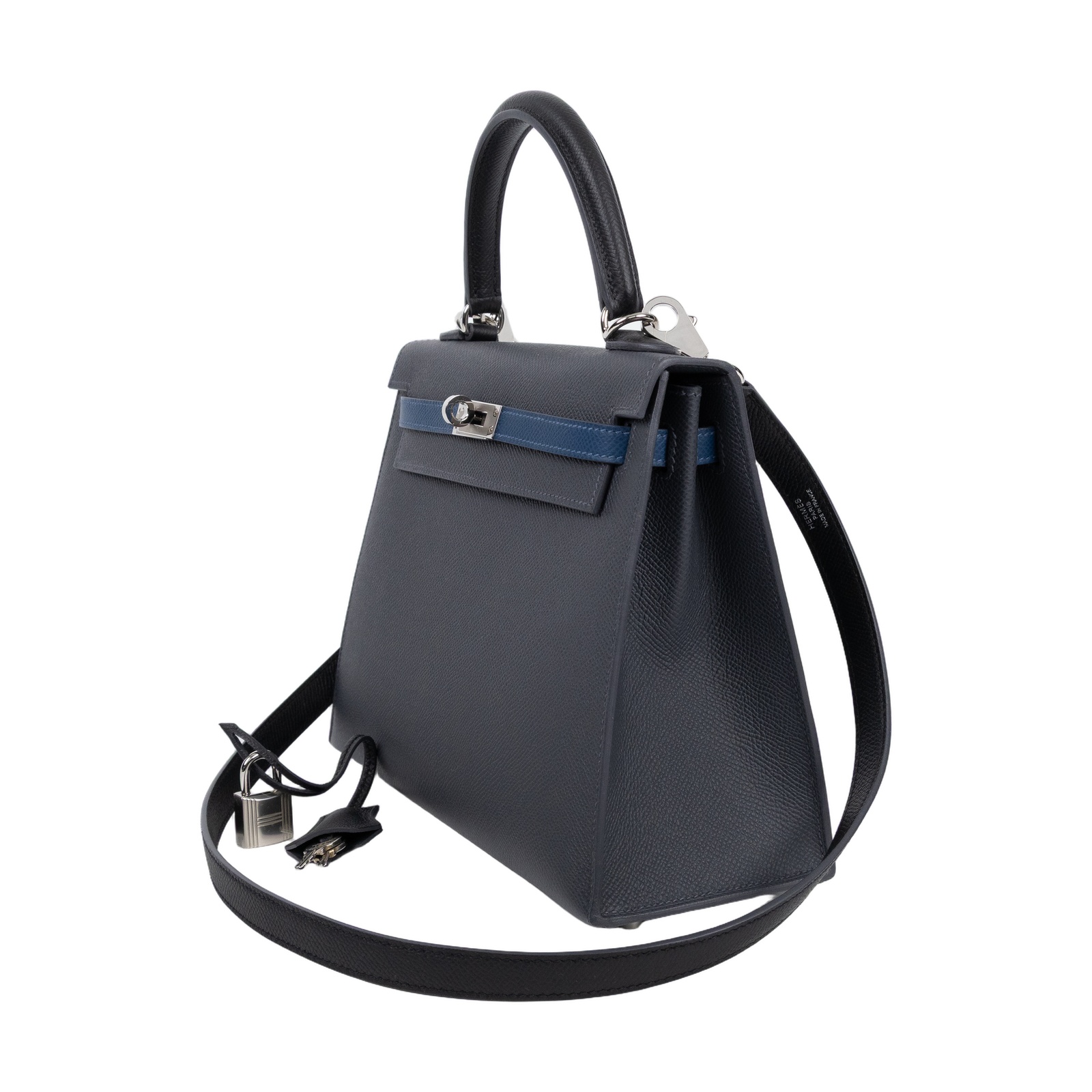 愛馬仕 Hermes Kelly Bag 凱莉包 25 銀色五金 H082734CKBC /K DM 071 PA  鎖組/背帶/防塵袋/原廠盒子/購買證明正本