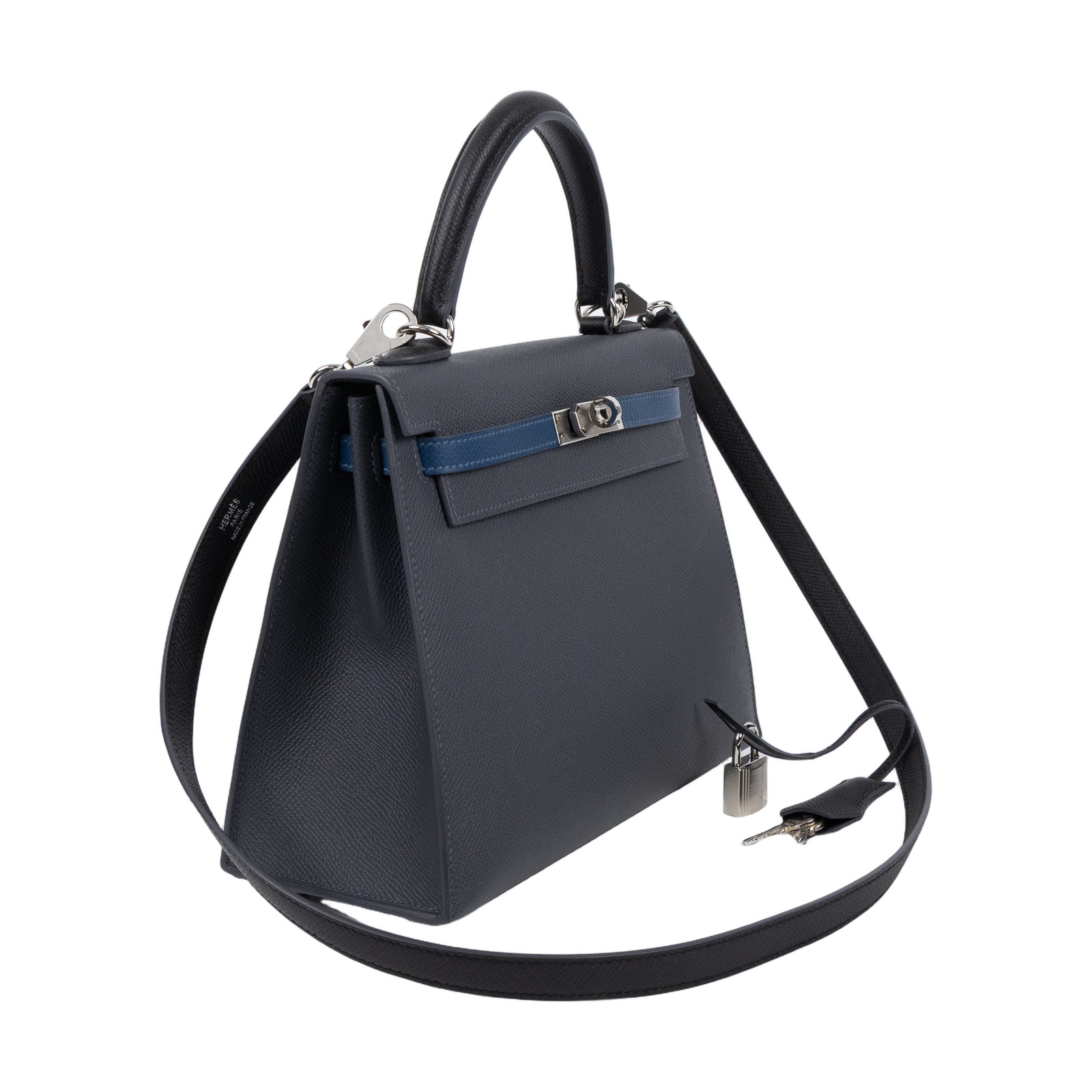 愛馬仕 Hermes Kelly Bag 凱莉包 25 銀色五金 H082734CKBC /K DM 071 PA  鎖組/背帶/防塵袋/原廠盒子/購買證明正本