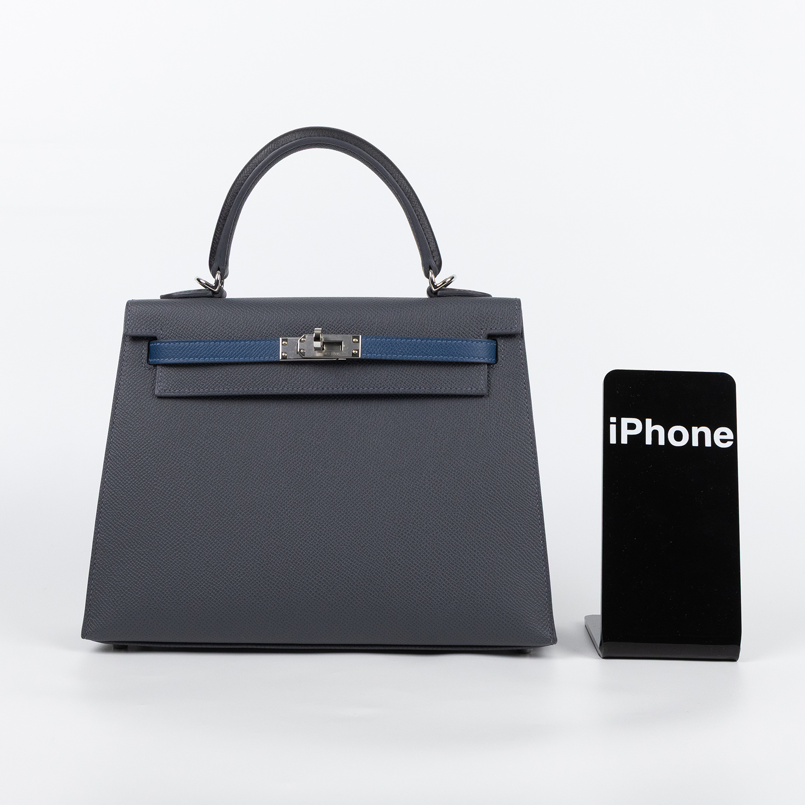 愛馬仕 Hermes Kelly Bag 凱莉包 25 銀色五金 H082734CKBC /K DM 071 PA  鎖組/背帶/防塵袋/原廠盒子/購買證明正本