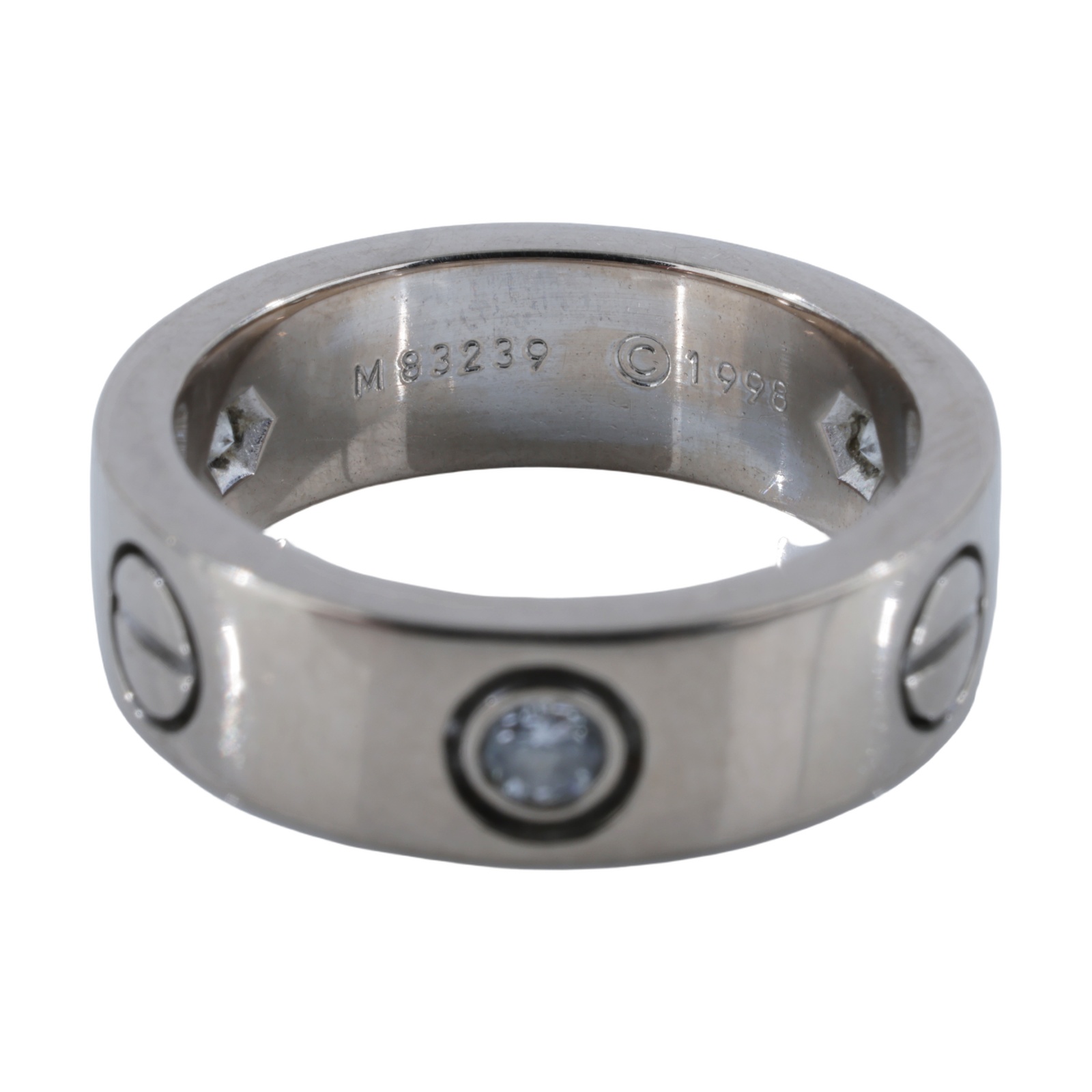 卡地亞 CARTIER Love 戒指 經典款 三顆鑽石 B4032549 WG LOVE 3P戒指#49 原廠盒子x2/保書
