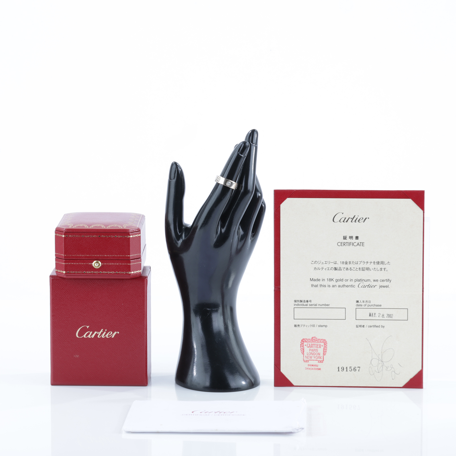 卡地亞 CARTIER Love 戒指 經典款 三顆鑽石 B4032549 WG LOVE 3P戒指#49 原廠盒子x2/保書