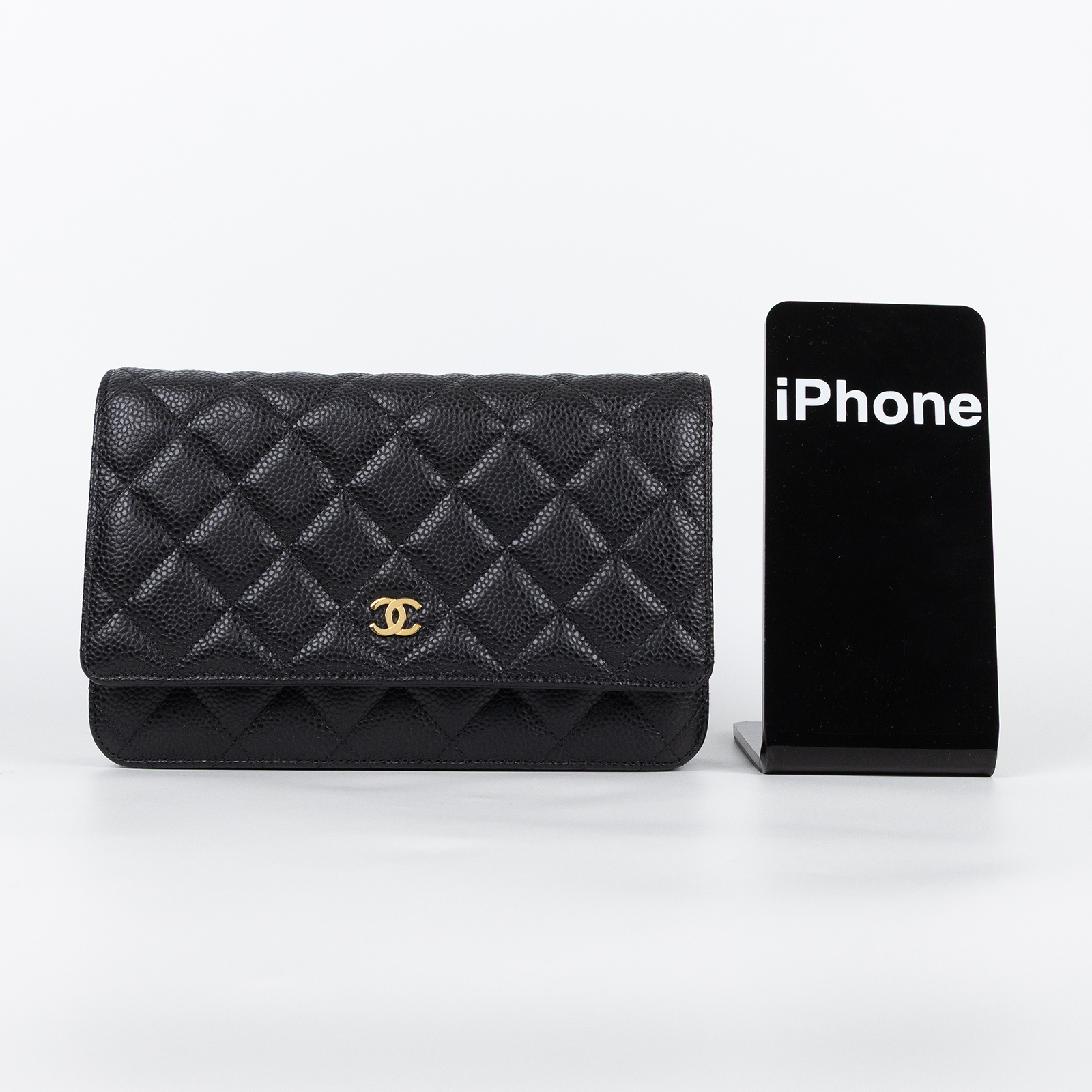 香奈兒 CHANEL 經典鏈子皮夾 菱格紋 CC LOGO AP0250 Y01864 31開黑金荔枝WOC 磁吸扣 原廠盒子/保證卡/購買證明正本
