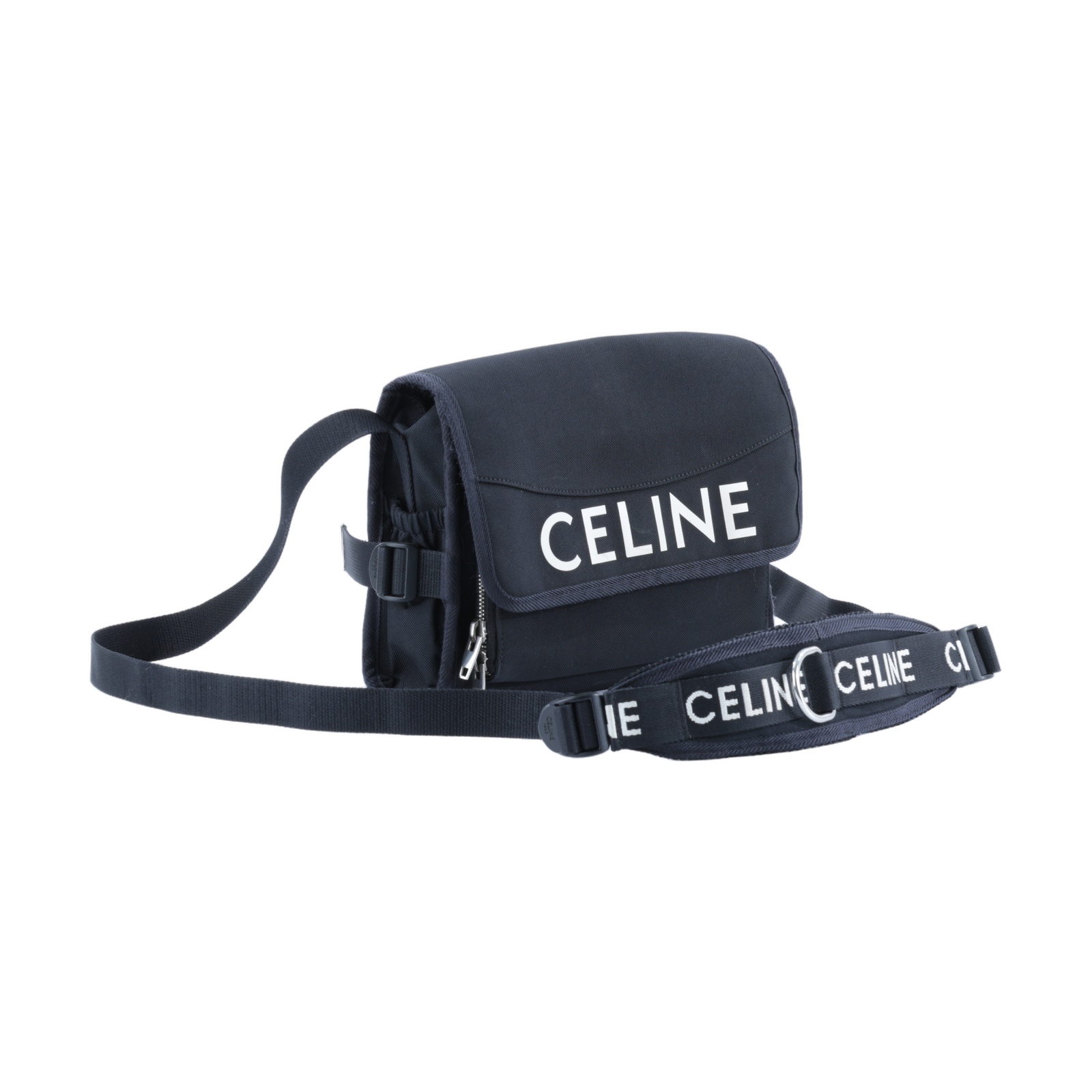 思琳 CELINE 小型郵差包 110062DMT 黑LOGO帆布肩背包 防塵袋