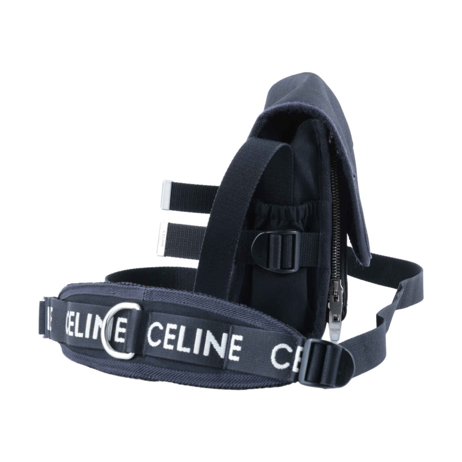 思琳 CELINE 小型郵差包 110062DMT 黑LOGO帆布肩背包 防塵袋