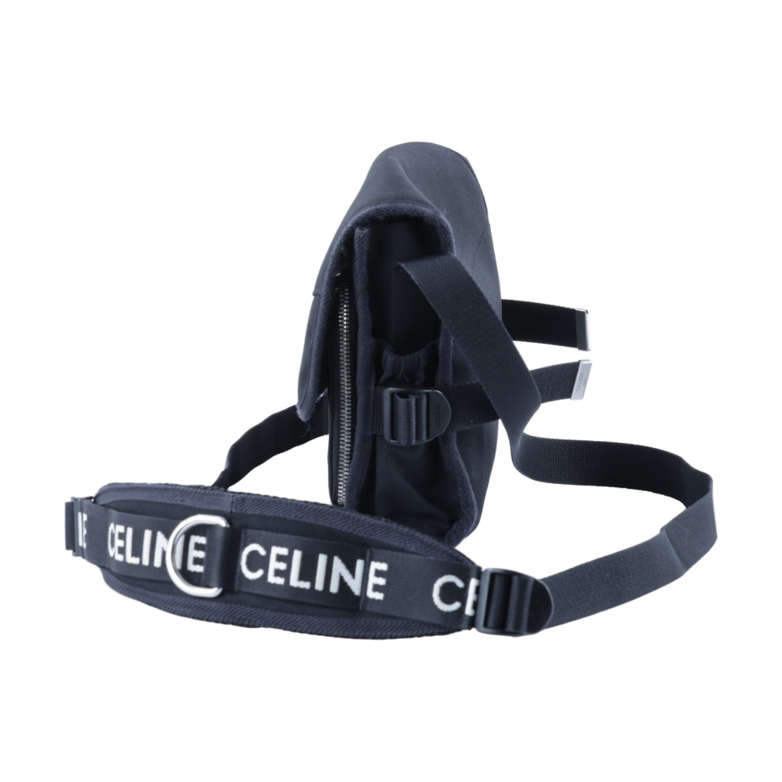 思琳 CELINE 小型郵差包 110062DMT 黑LOGO帆布肩背包 防塵袋
