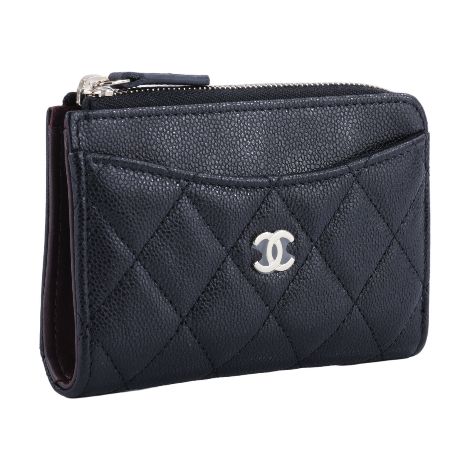 香奈兒 CHANEL CC logo 菱格紋 拉鍊 卡夾 零錢包 AP3179 晶片款 黑荔枝L拉鍊卡包 防塵袋/原廠盒子