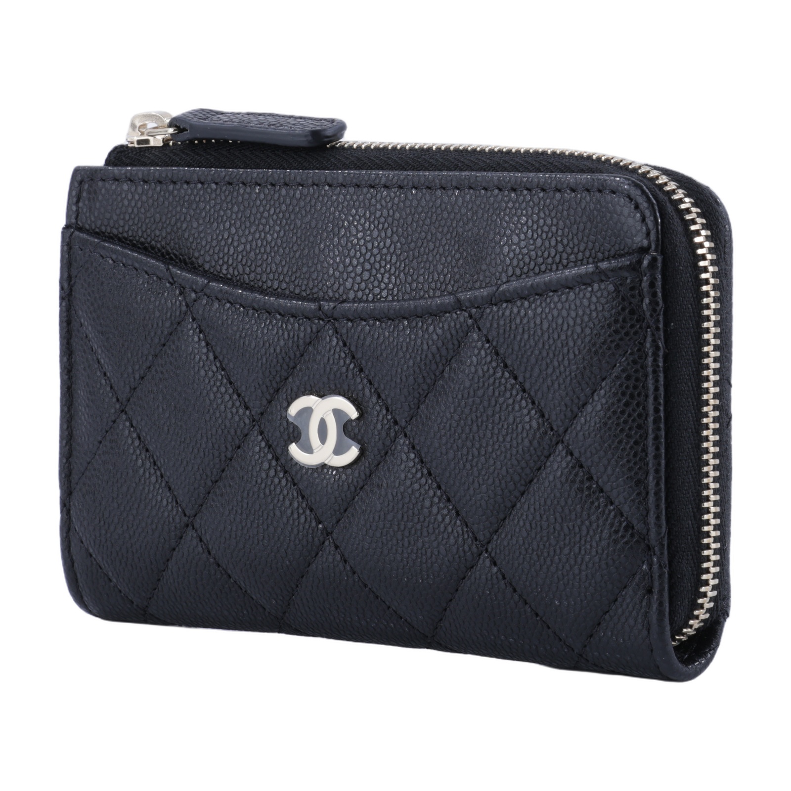 香奈兒 CHANEL CC logo 菱格紋 拉鍊 卡夾 零錢包 AP3179 晶片款 黑荔枝L拉鍊卡包 防塵袋/原廠盒子