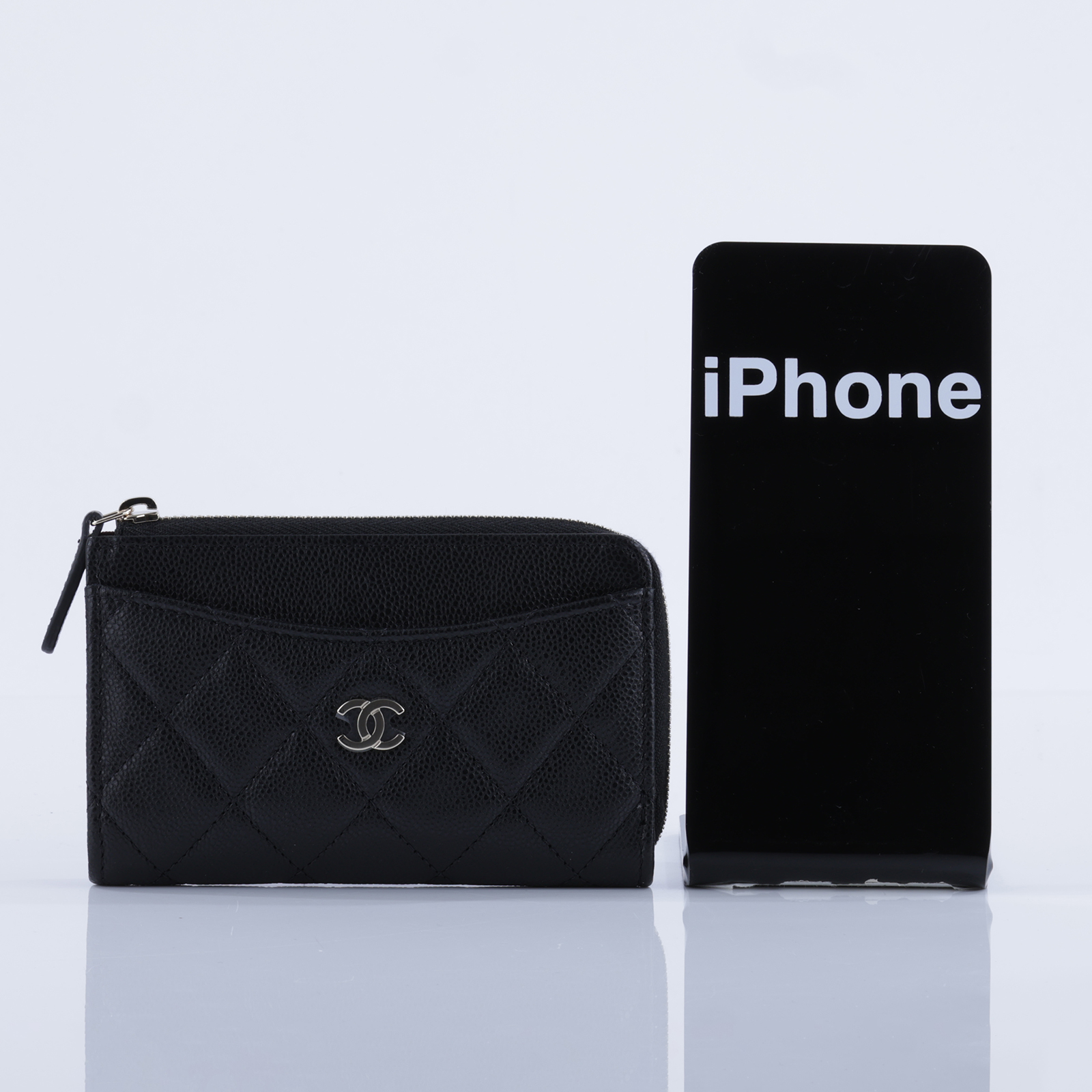 香奈兒 CHANEL CC logo 菱格紋 拉鍊 卡夾 零錢包 AP3179 晶片款 黑荔枝L拉鍊卡包 防塵袋/原廠盒子