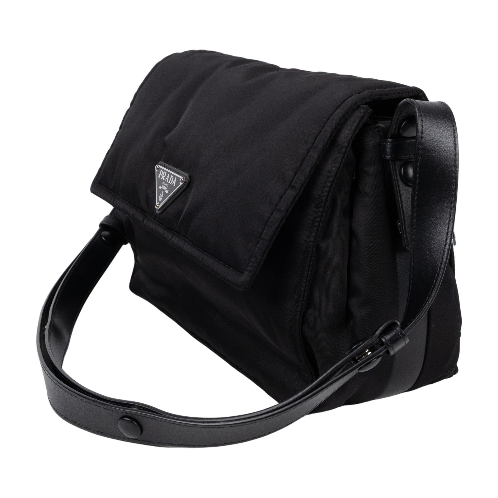 普拉達 PRADA Re-Nylon 夾棉 肩背袋 中型  1BD255_RDLN 黑尼龍郵差包 無附屬品