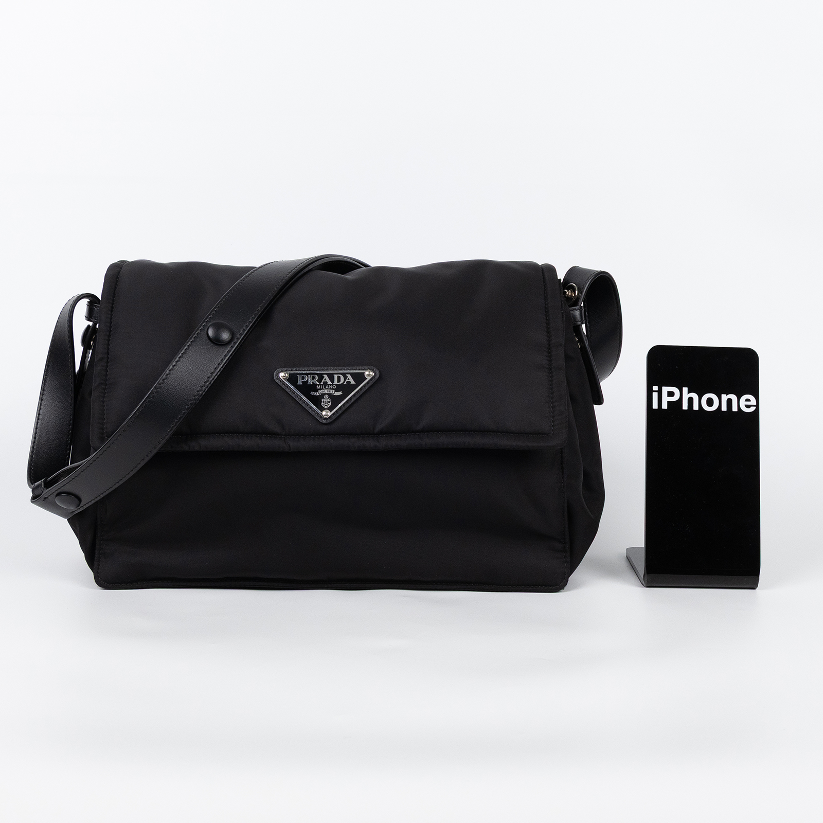 普拉達 PRADA Re-Nylon 夾棉 肩背袋 中型  1BD255_RDLN 黑尼龍郵差包 無附屬品