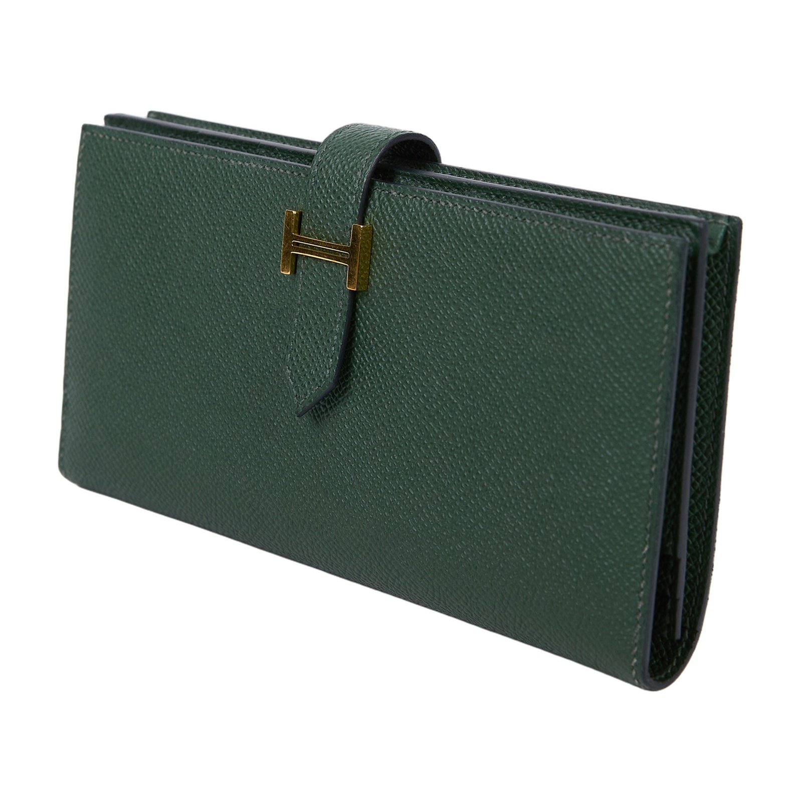 愛馬仕 Hermes Bearn Soufflet 長夾 金色五金 英國綠色 H039785CC2Q B SN 011 YI  原廠盒子/購買證明正本