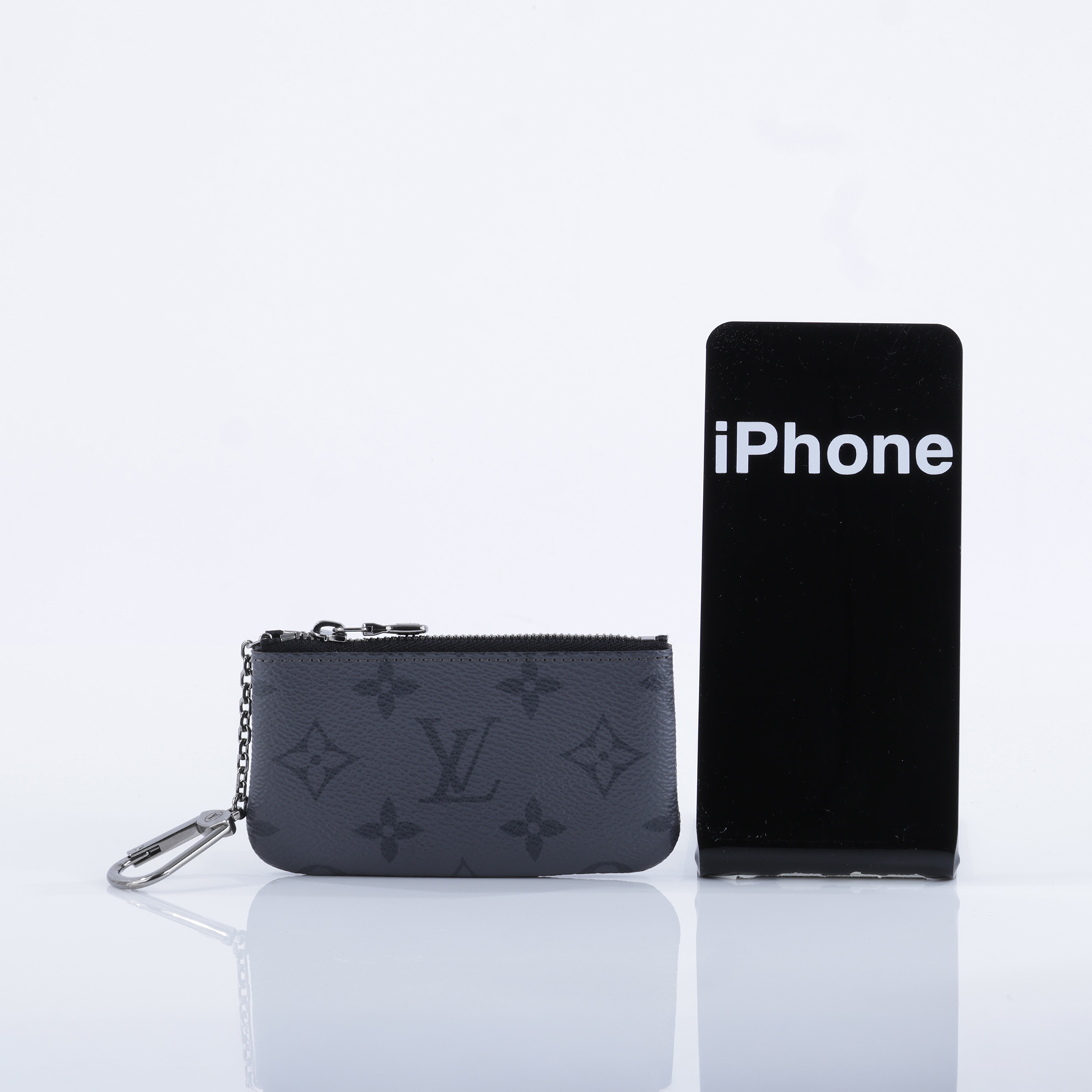 路易威登 LOUIS VUITTON 鑰匙零錢包 Eclipse 帆布 M80905 黑灰原花零錢鑰匙包 防塵袋/原廠盒子