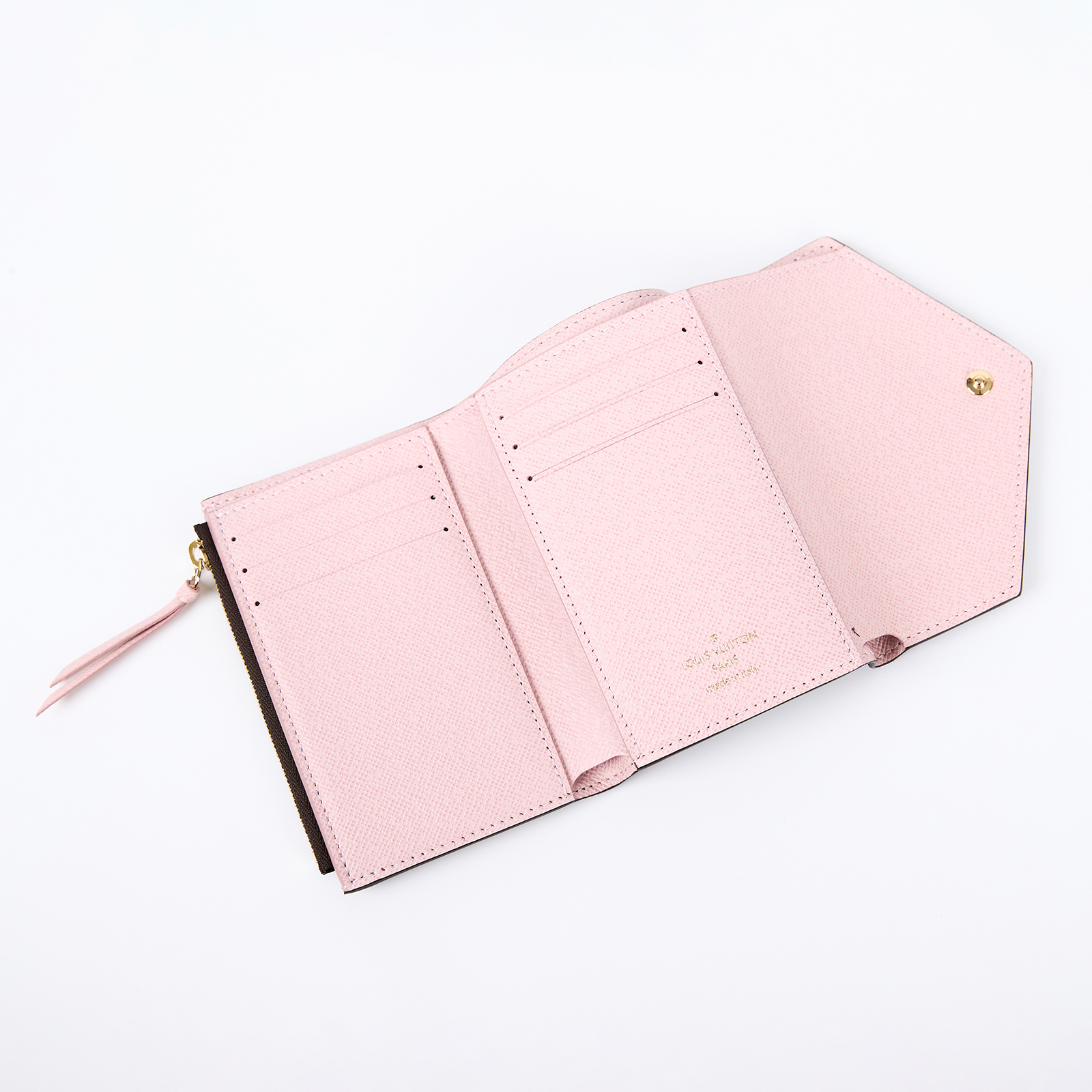 路易威登 LOUIS VUITTON Victorine 錢包 塗層帆布 芭蕾粉色 M62360 晶片款 原花粉VICTORINE三折短夾 原廠盒子/防塵袋