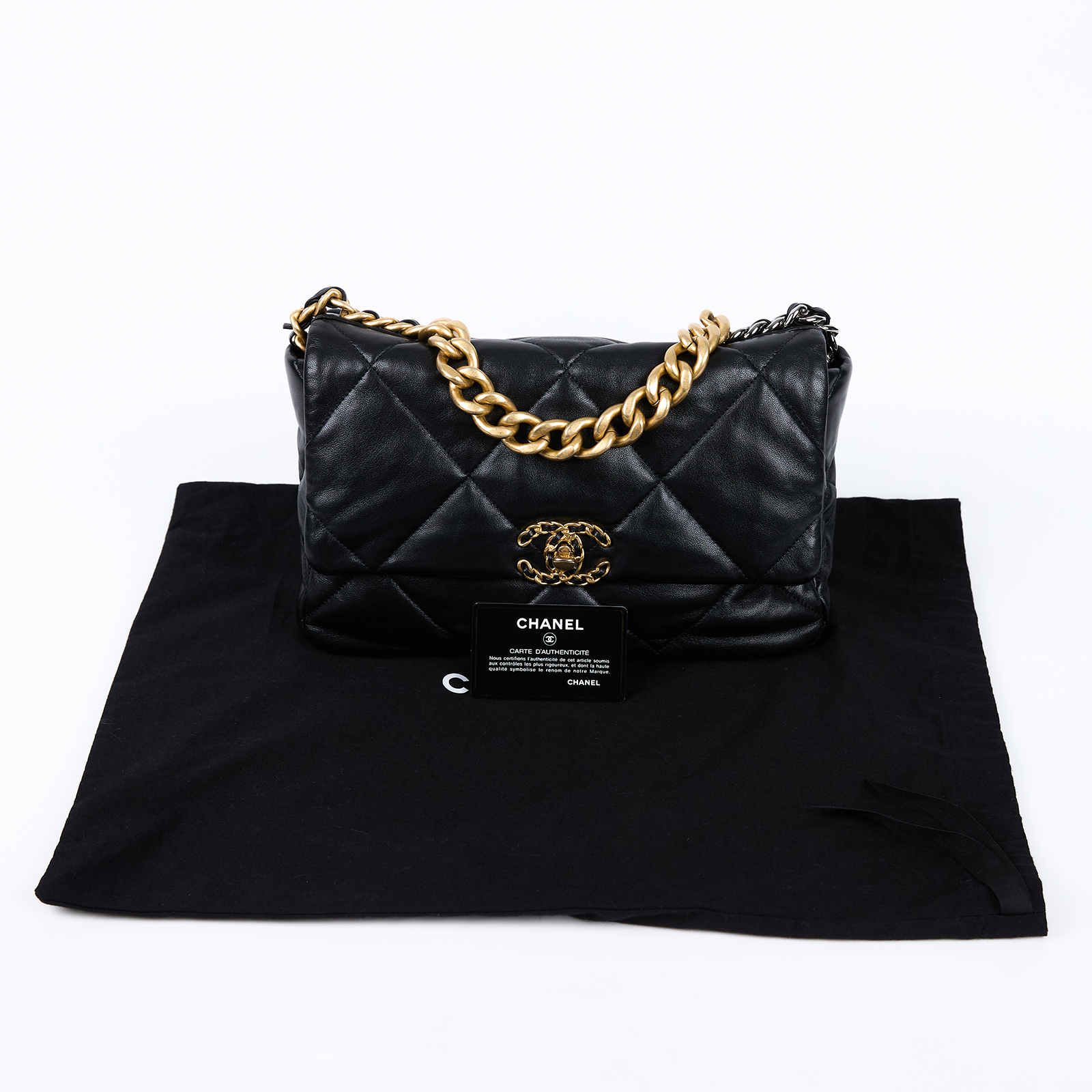 香奈兒 CHANEL 19 大型口蓋包 AS1161 30開 黑金19包 30CM 防塵袋/保證卡