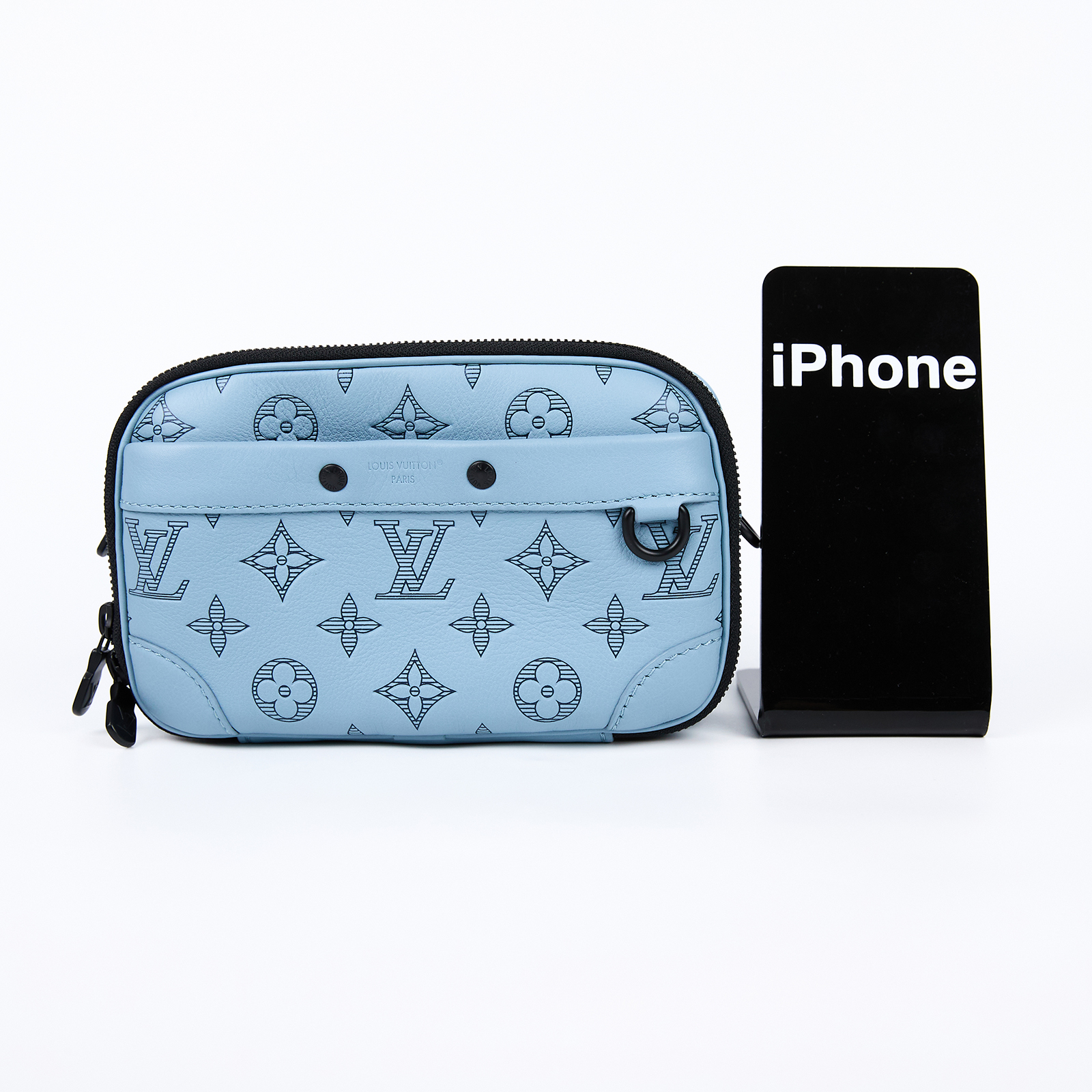 路易威登 LOUIS VUITTON Nano Alpha 可穿戴式錢包 斜背包 M14790 晶片款 寶寶藍原花壓紋ALPHA相機包 原廠盒子/防塵袋/背帶