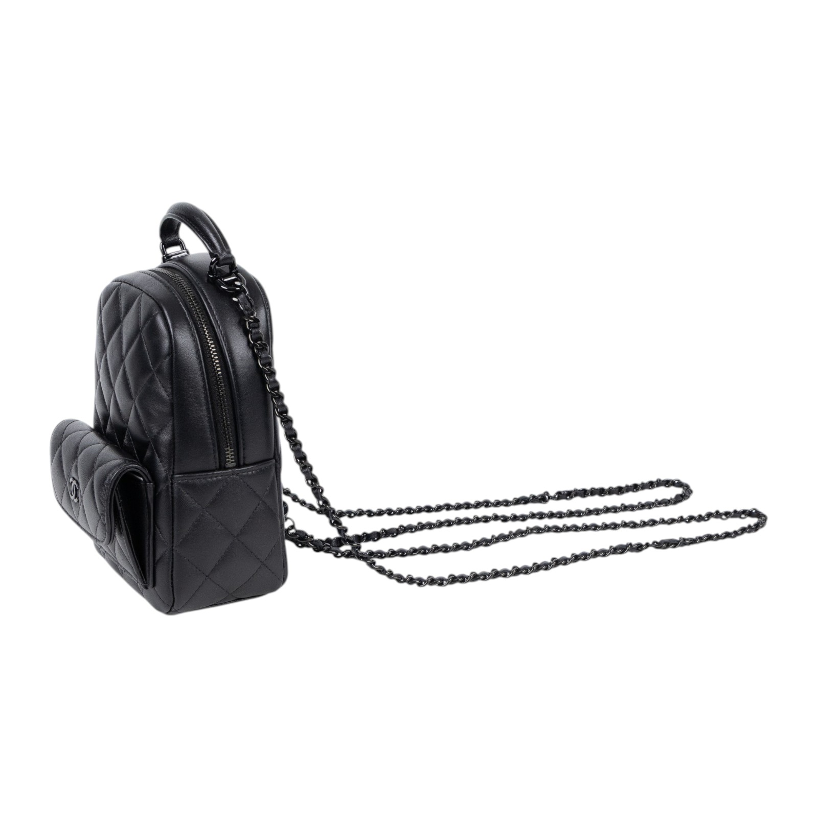 香奈兒 CHANEL 經典 迷你 後背包 AP3753 B06311 晶片款 SO BLACK迷你後背包 購買證明正本/防塵袋/原廠盒子