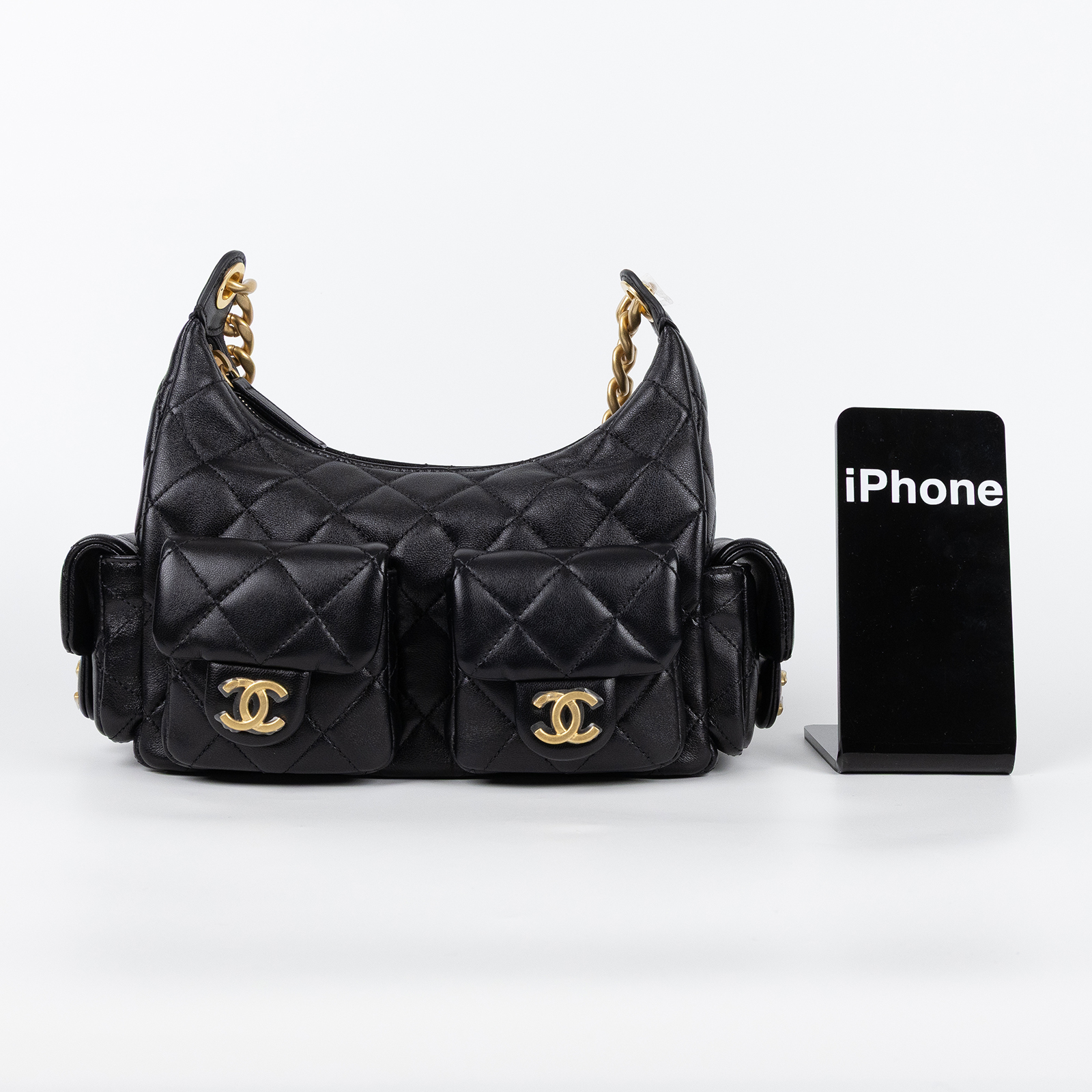 香奈兒 CHANEL 流浪包 AS5339 B18791 晶片款 黑金羊HOBO 原廠盒子/防塵袋/購買證明正本