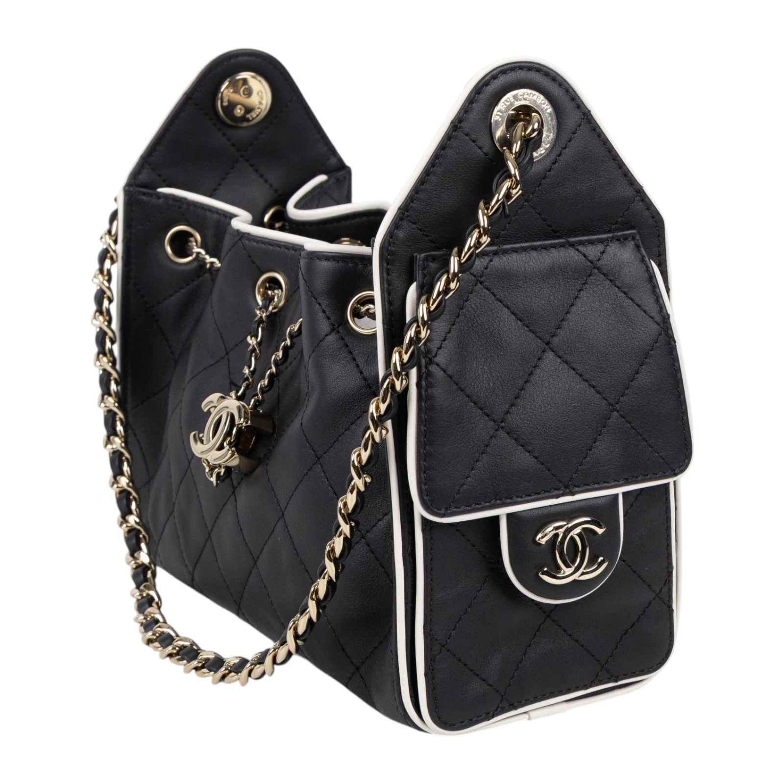 香奈兒 CHANEL 25 迷你包 AS5631 B24123 晶片款 黑銀白邊25包 MINI 原廠盒子/防塵袋/購買證明影本