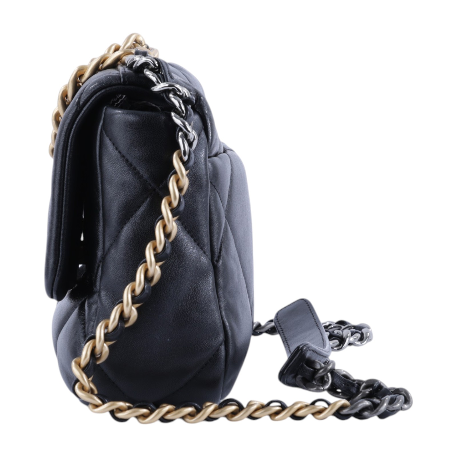 香奈兒 CHANEL 19 口蓋包 菱格紋 金銀鍊帶 手提 肩背包 AS1160 B04852 晶片款 黑金19包 26CM 購買證明正本/防塵袋/原廠盒子