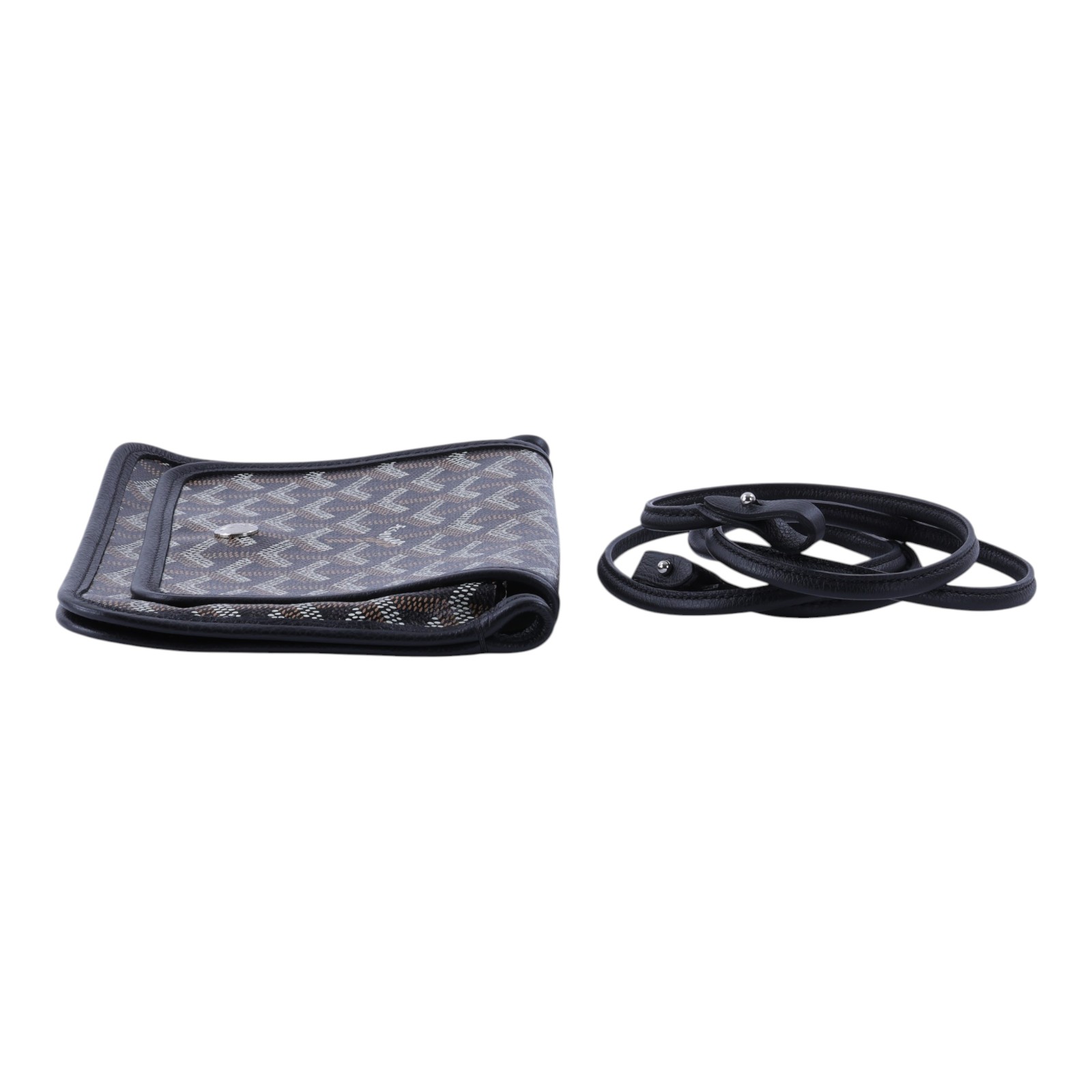 高雅德 GOYARD Plumet Pocket Wallet 肩背 隨身錢包 PLUMETPMLTY 黑PLUMET 防塵袋/購買證明影本/背帶