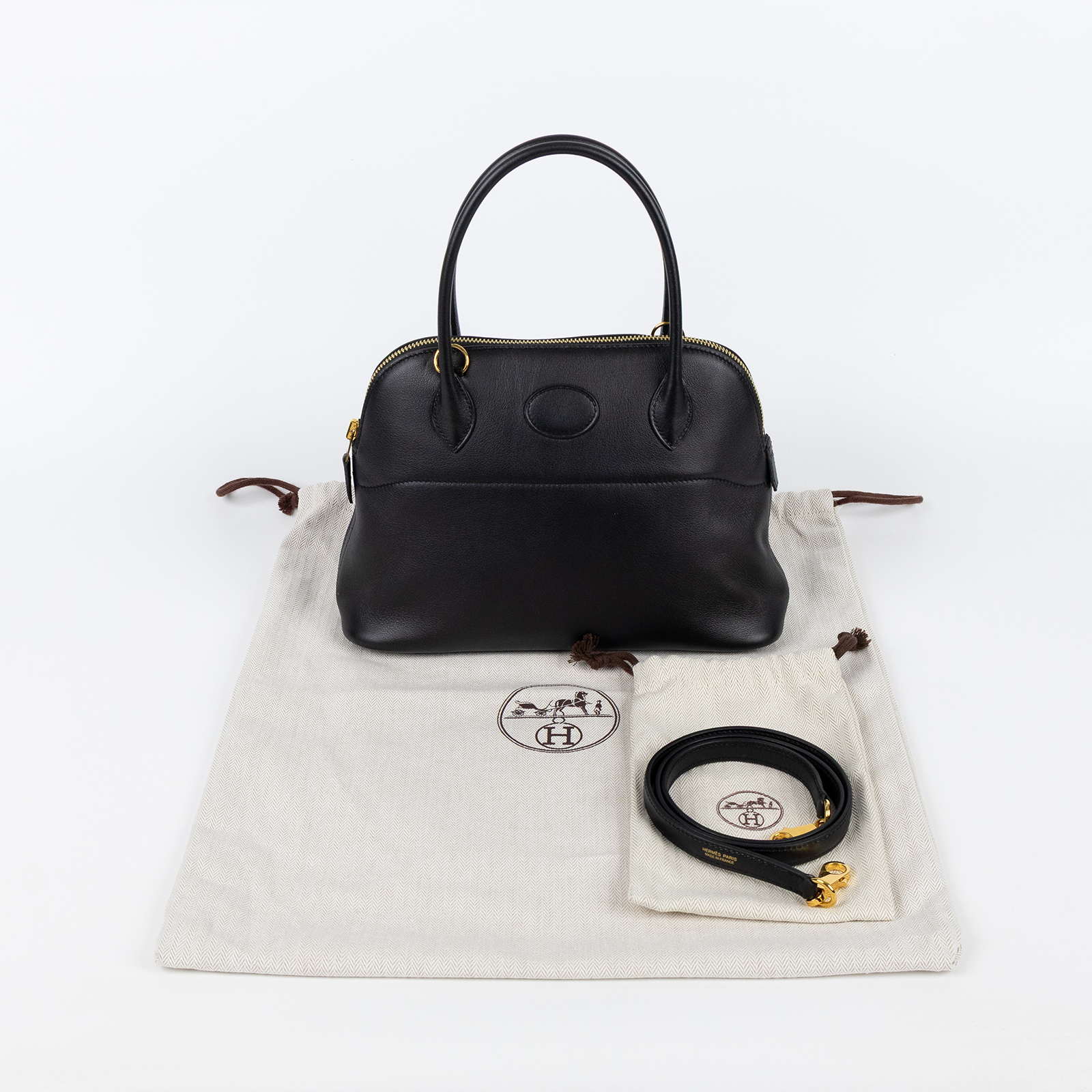 愛馬仕 Hermes Bolide Bag 柏莉包 27 BL27 A SA 002 FK A刻黑BOLIDE 27 SWIFT 防塵袋/背帶