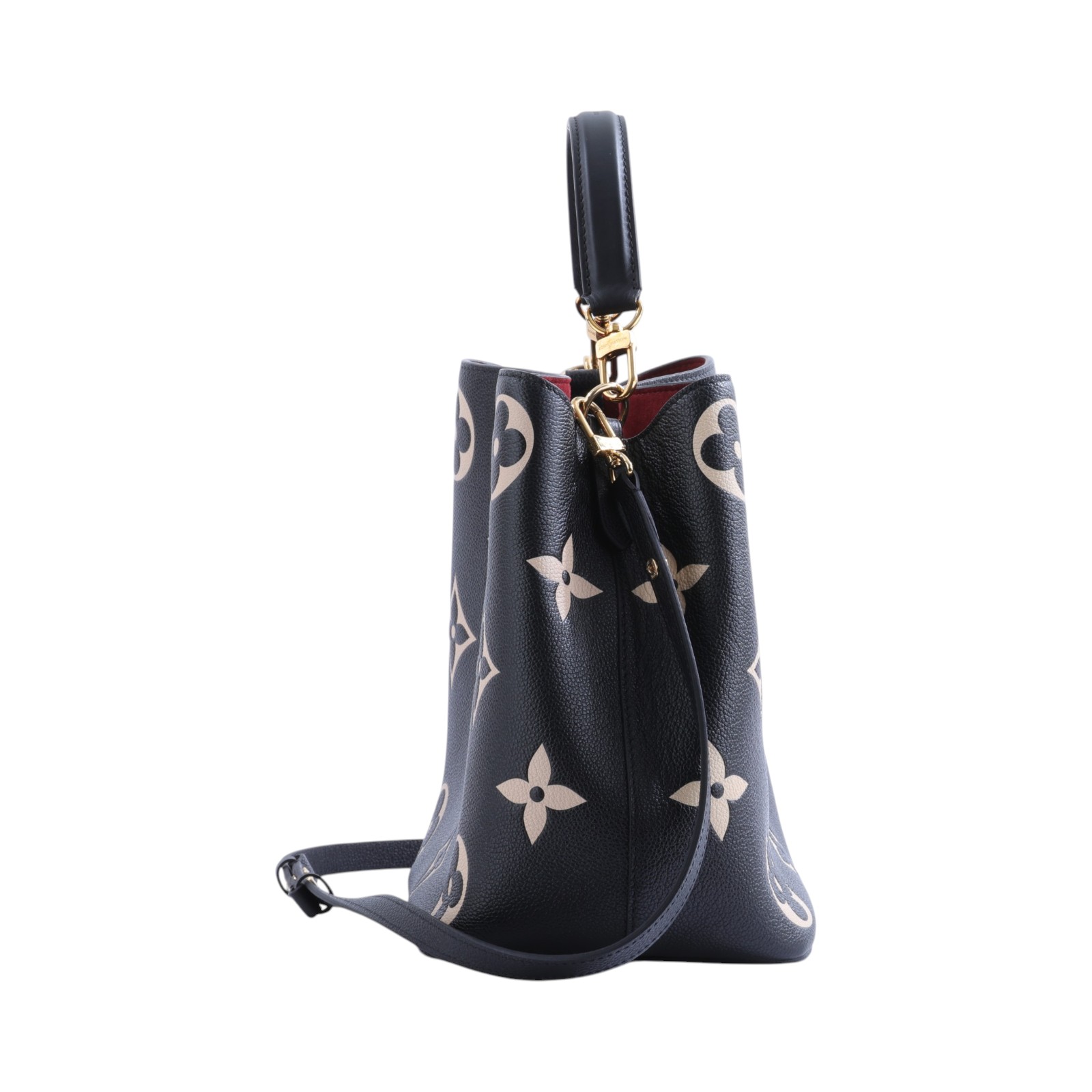 路易威登 LOUIS VUITTON NéoNoé MM 皮革 肩背 水桶包 黑色/奶油色 M45497 晶片款  背帶2/內袋/防塵袋