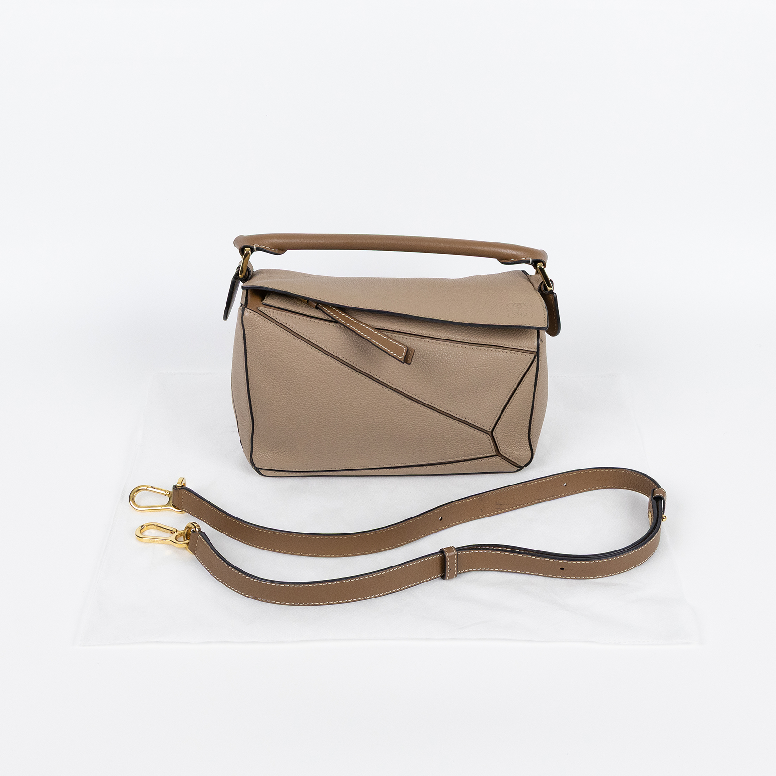 羅意威 LOEWE Small Puzzle bag 肩背 斜背包 322.30.S21 奶茶色 PUZZLE 小號 背帶