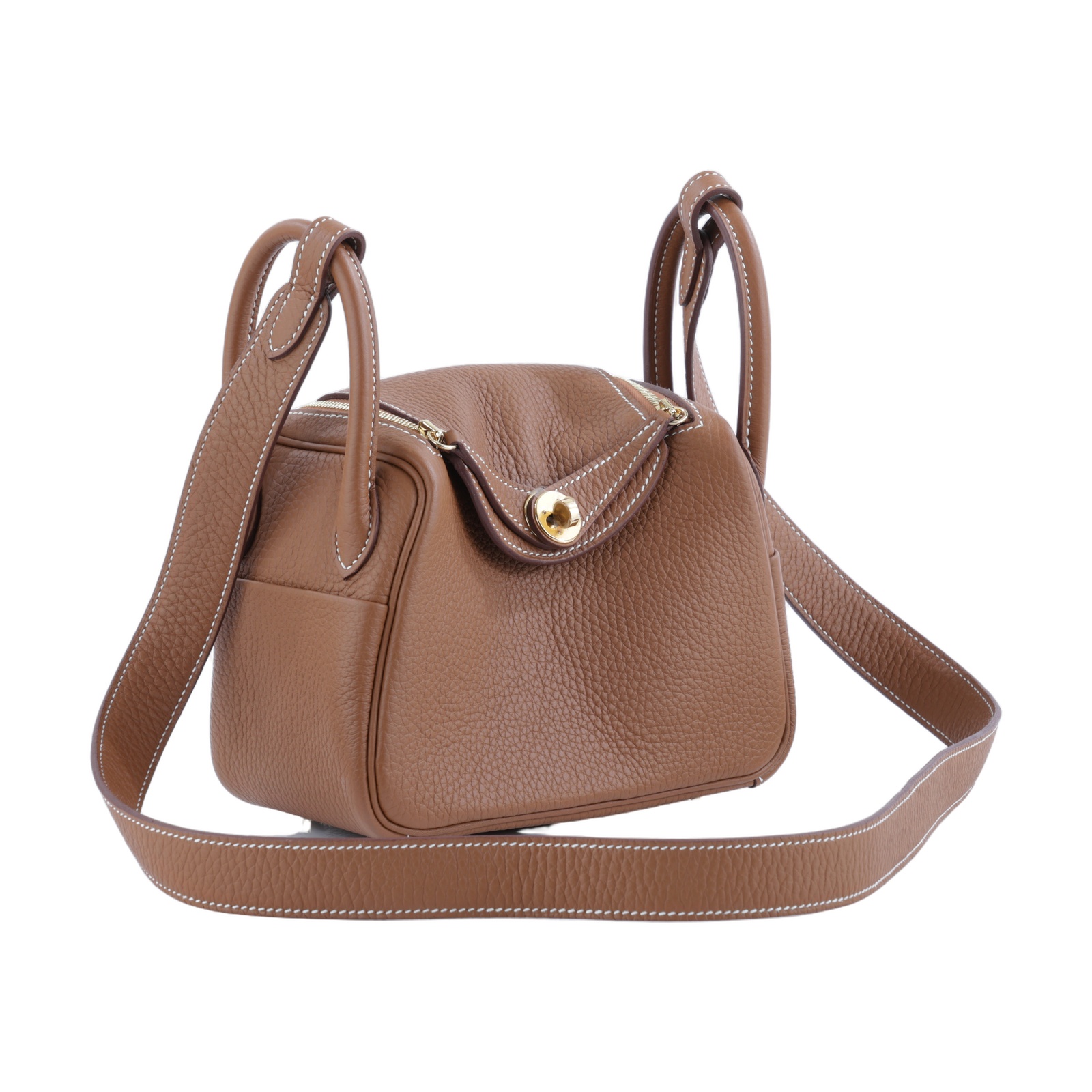 愛馬仕 Hermes Lindy 琳迪包 迷你 金棕色 金色五金 H079086CC37 /UCT158CA  原廠盒子/防塵袋/購買證明/雨衣