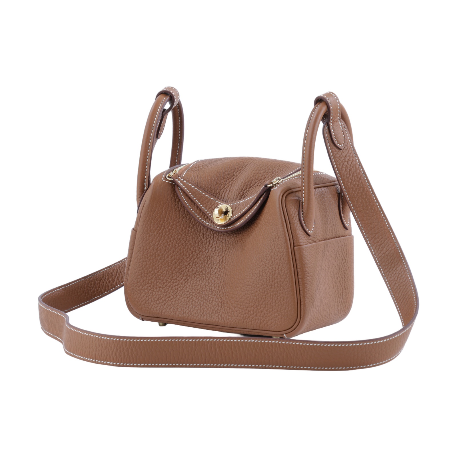 愛馬仕 Hermes Lindy 琳迪包 迷你 金棕色 金色五金 H079086CC37 /UCT158CA  原廠盒子/防塵袋/購買證明/雨衣