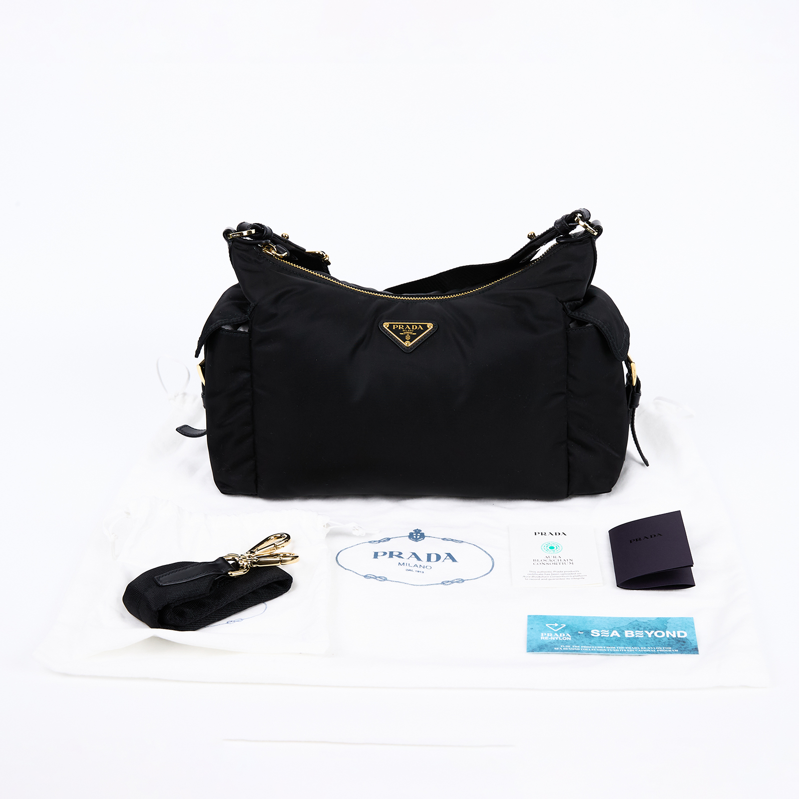 普拉達 PRADA Explore Re-Nylon 皮革 肩背包 大型 1BC264_RDLN 晶片款  防塵袋/背帶