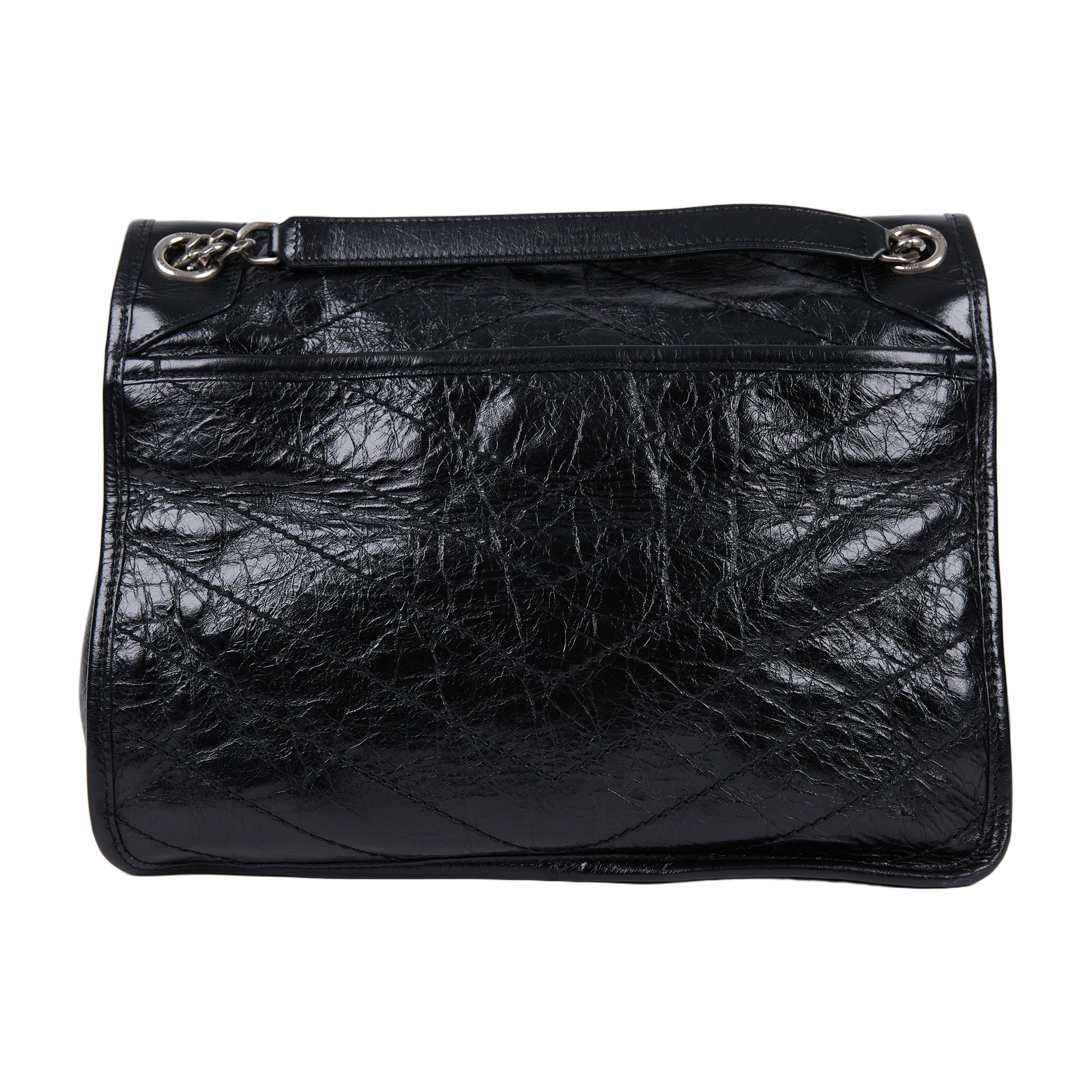 聖羅蘭 YSL SAINT LAURENT Niki 復古皮革 中型手袋 銀色五金 6331580EN04 黑NIKI MEDIUM 防塵袋/購買證明/原廠文件