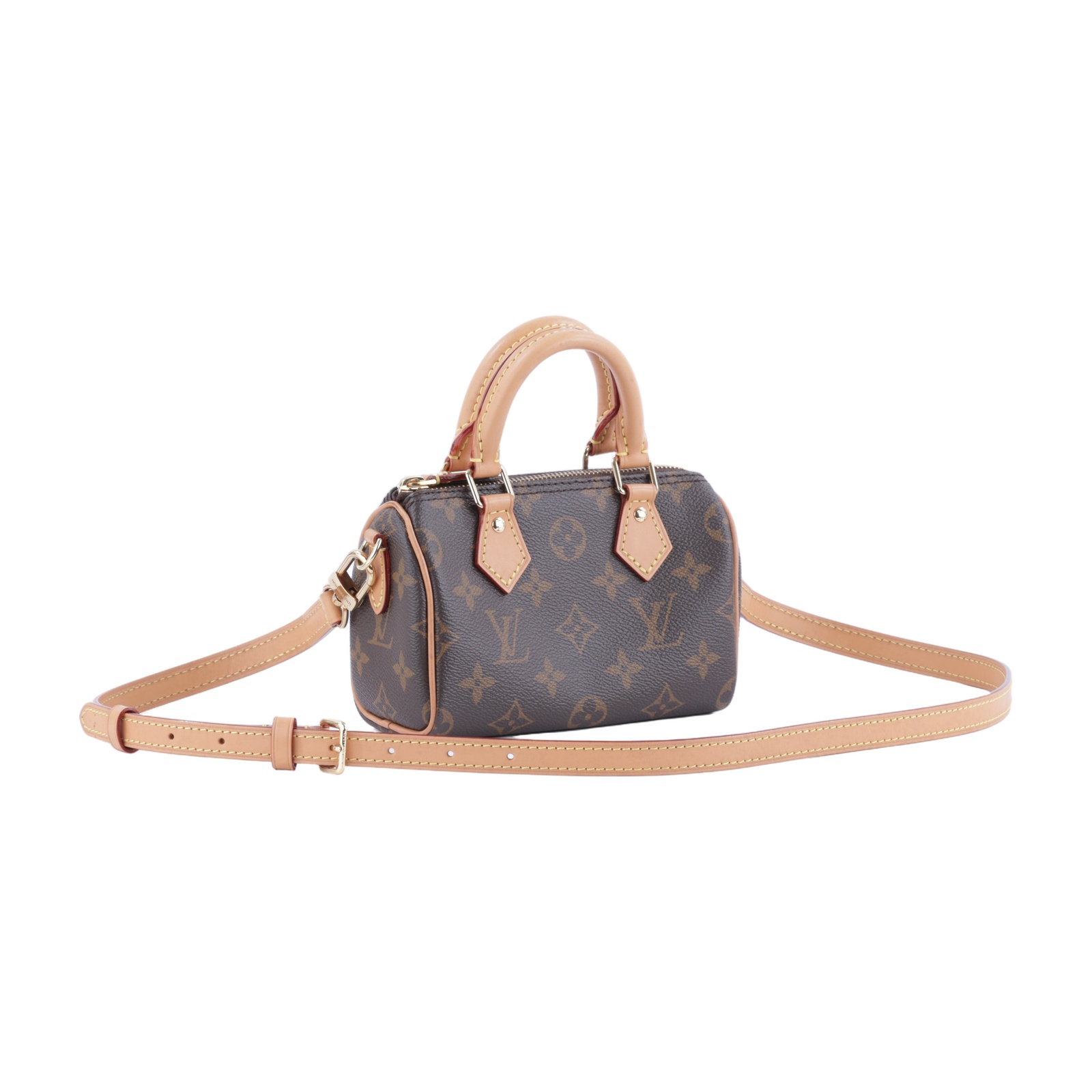 路易威登 LOUIS VUITTON Nano Speedy 原花 手提 肩背包 M81085 原花NANO SPEEDY 原廠盒子/防塵袋/背帶