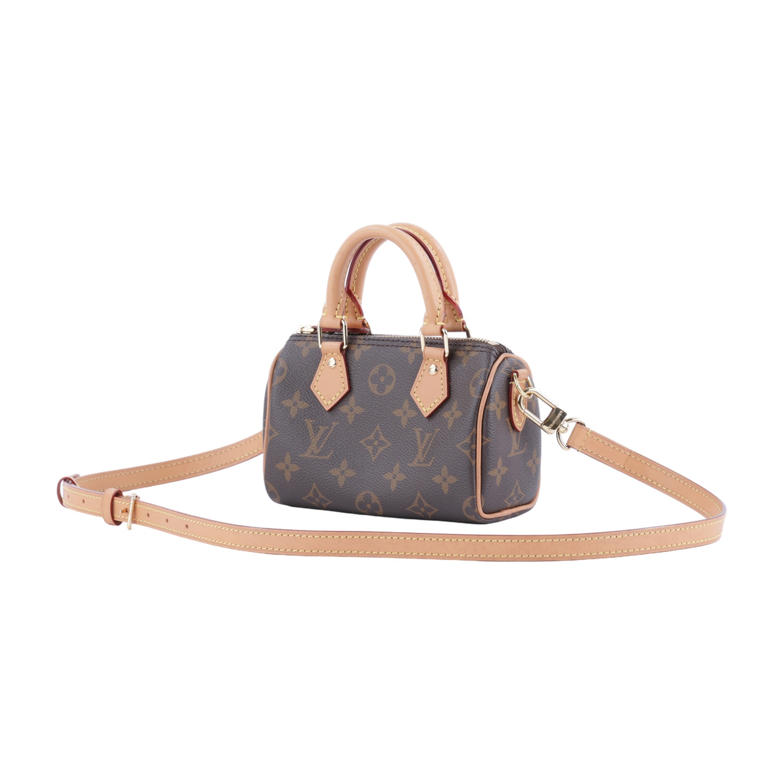 路易威登 LOUIS VUITTON Nano Speedy 原花 手提 肩背包 M81085 原花NANO SPEEDY 原廠盒子/防塵袋/背帶