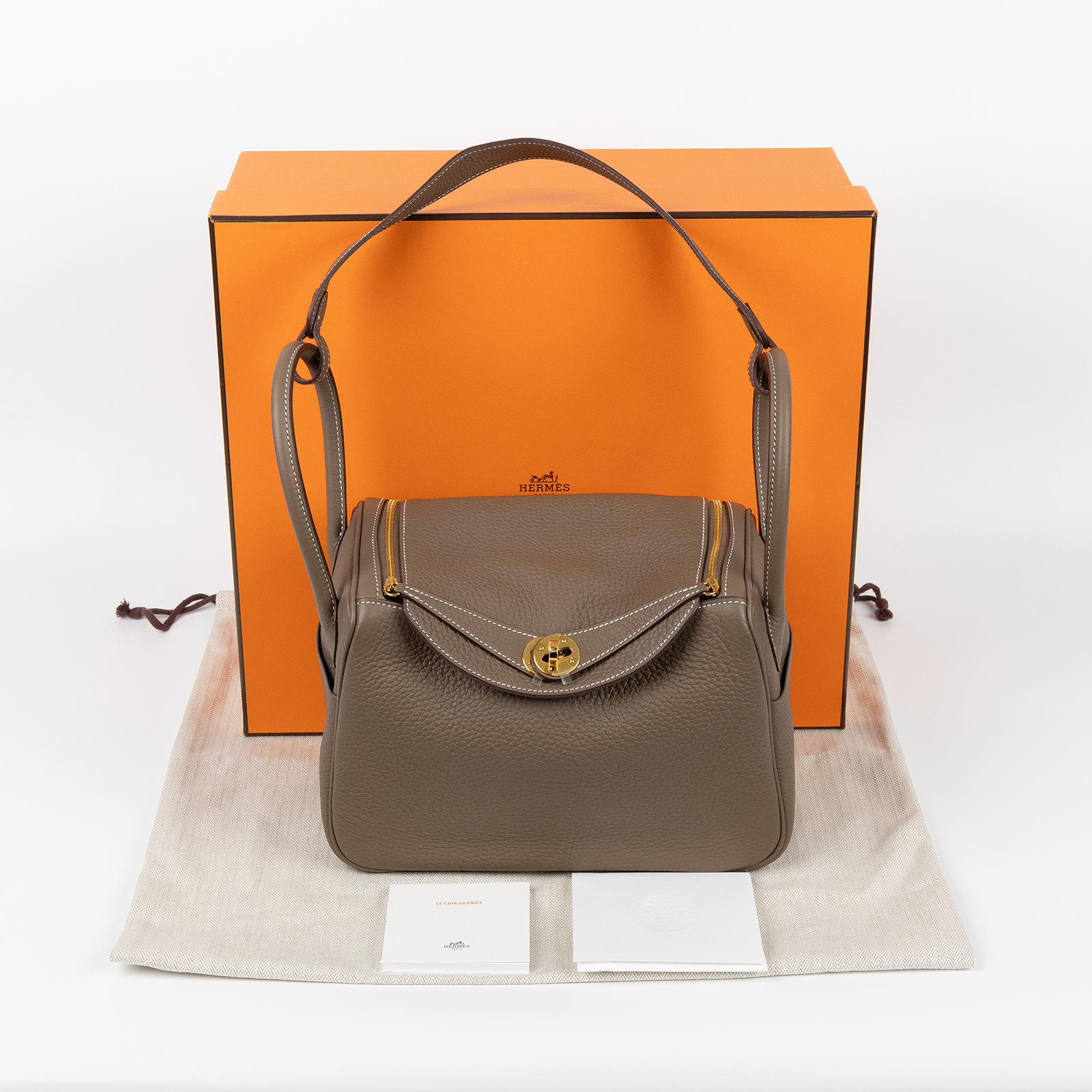 愛馬仕 Hermes Lindy 琳迪包 26 LD26 WNS074 SB W刻 TC 灰金LINDY26 原廠盒子/防塵袋