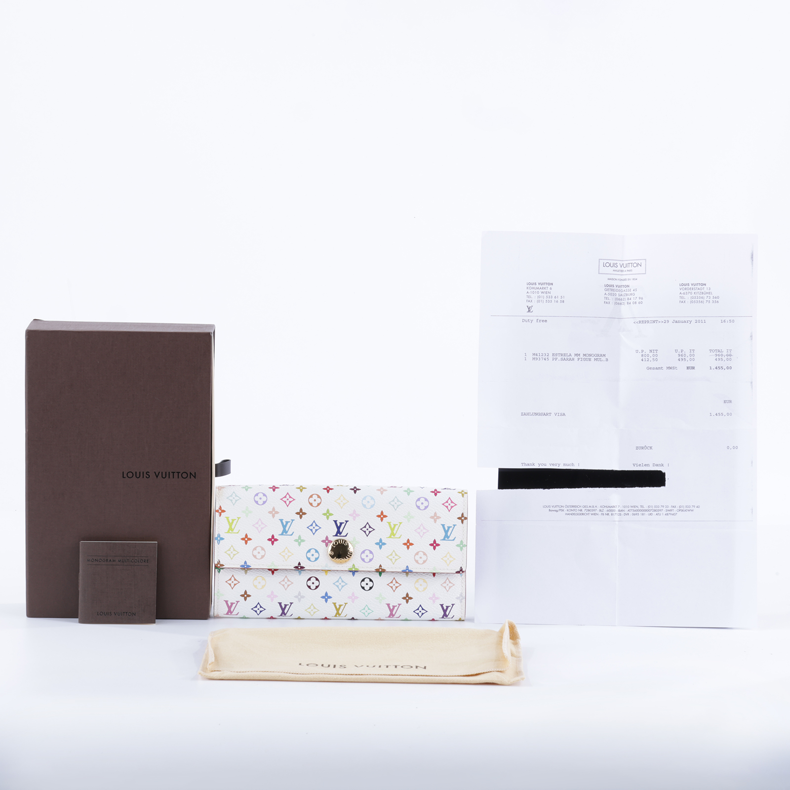 路易威登 LOUIS VUITTON 村上隆聯名 Sarah 長夾 錢包 M93745 白彩村上隆長夾 原廠盒子/防塵袋/購買證明影本