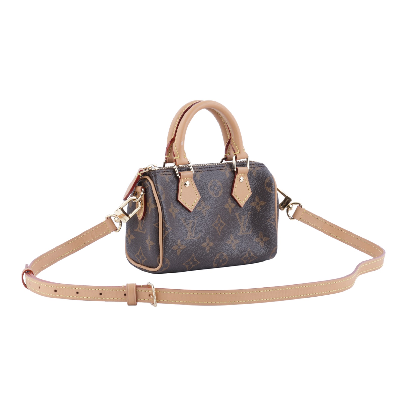 路易威登 LOUIS VUITTON Nano Speedy 原花 手提 肩背包 M81085 原花NANO SPEEDY 原廠盒子/防塵袋/背帶/購買證明