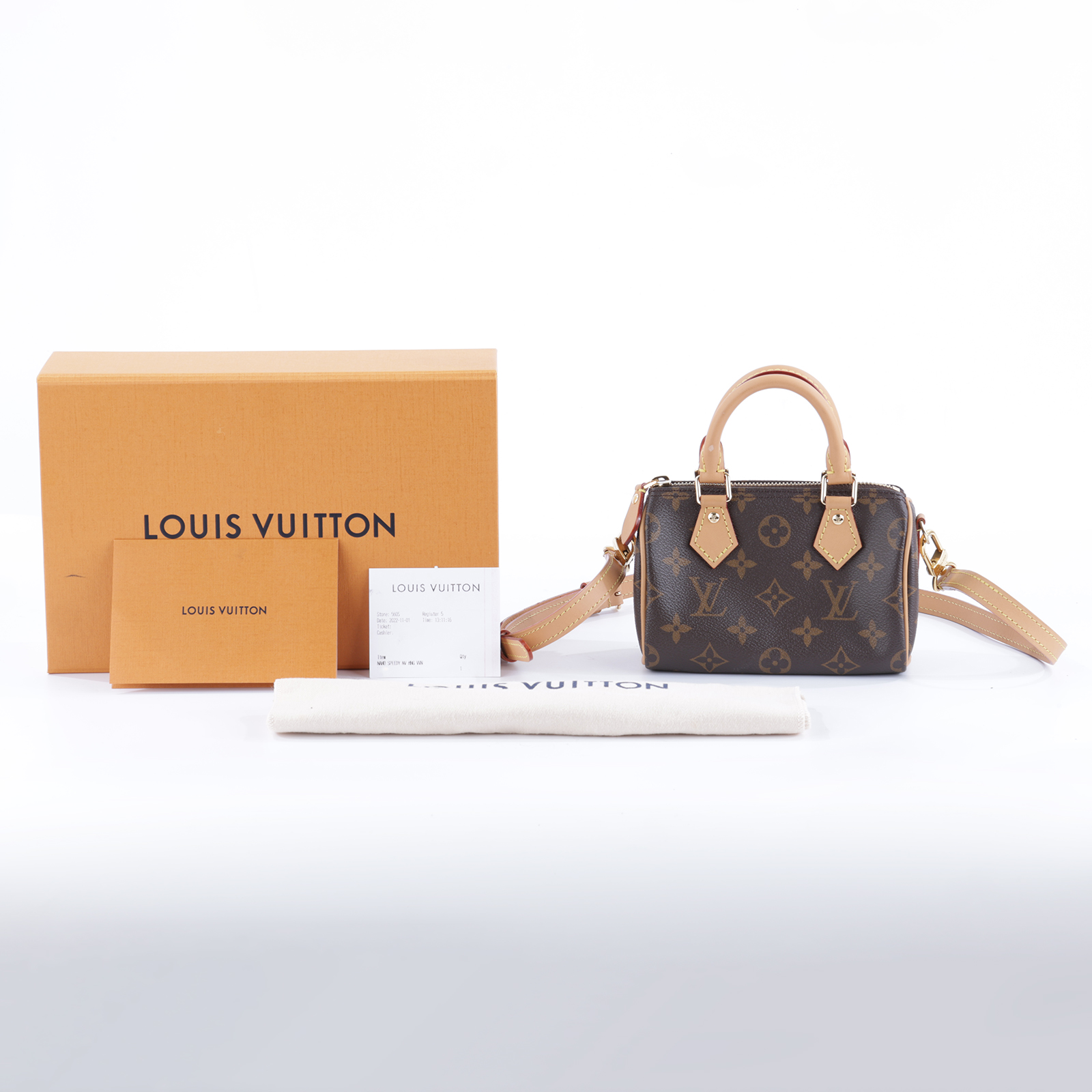 路易威登 LOUIS VUITTON Nano Speedy 原花 手提 肩背包 M81085 原花NANO SPEEDY 原廠盒子/防塵袋/背帶/購買證明