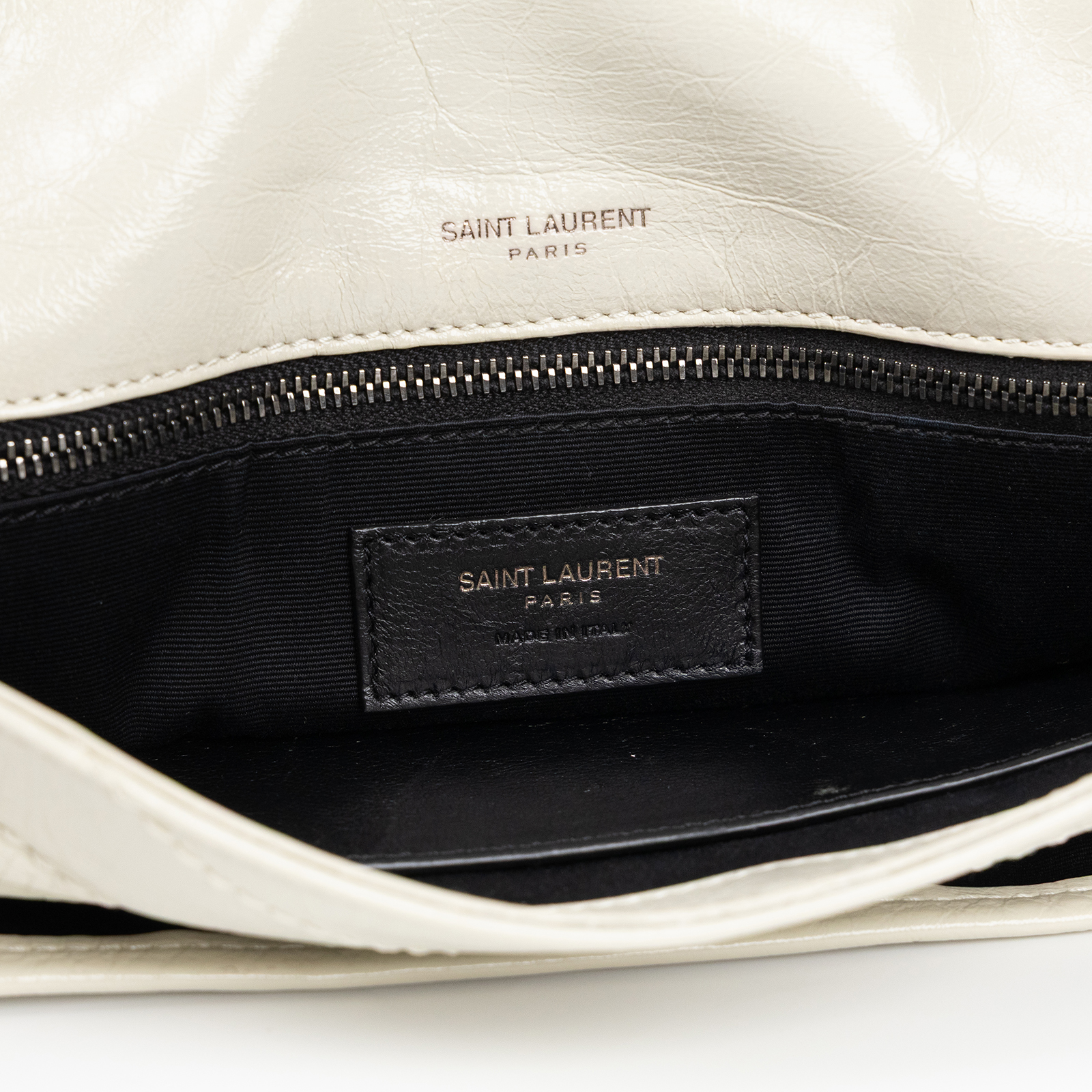 聖羅蘭 YSL SAINT LAURENT Niki 復古皮革 中型手袋 銀色五金 6331580EN04 白色NIKI 中號 無附屬品