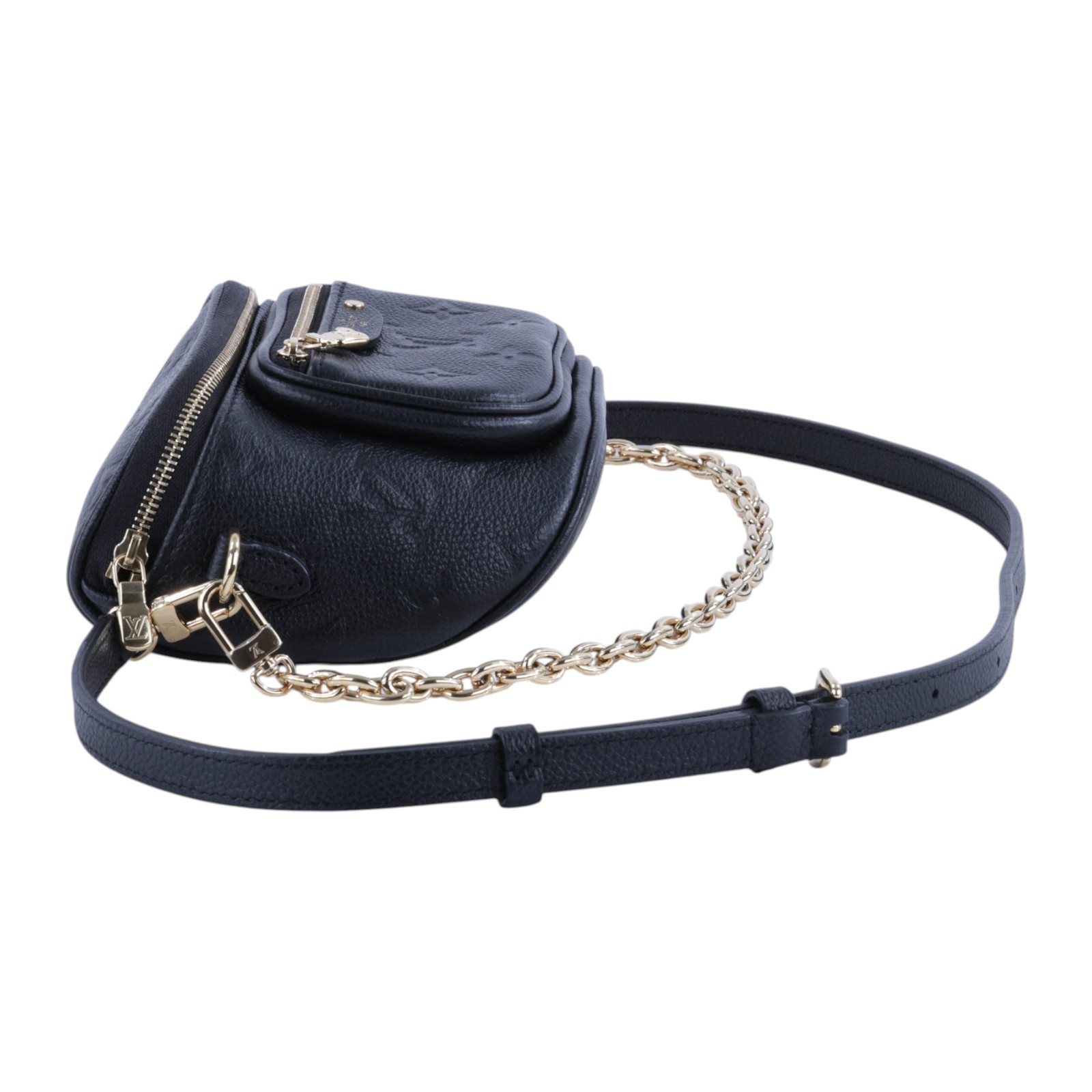 路易威登 LOUIS VUITTON Mini Bumbag 腰包 M46917 晶片款 黑壓紋MINI BUMBAG 防塵袋/背帶2/購買證明正本
